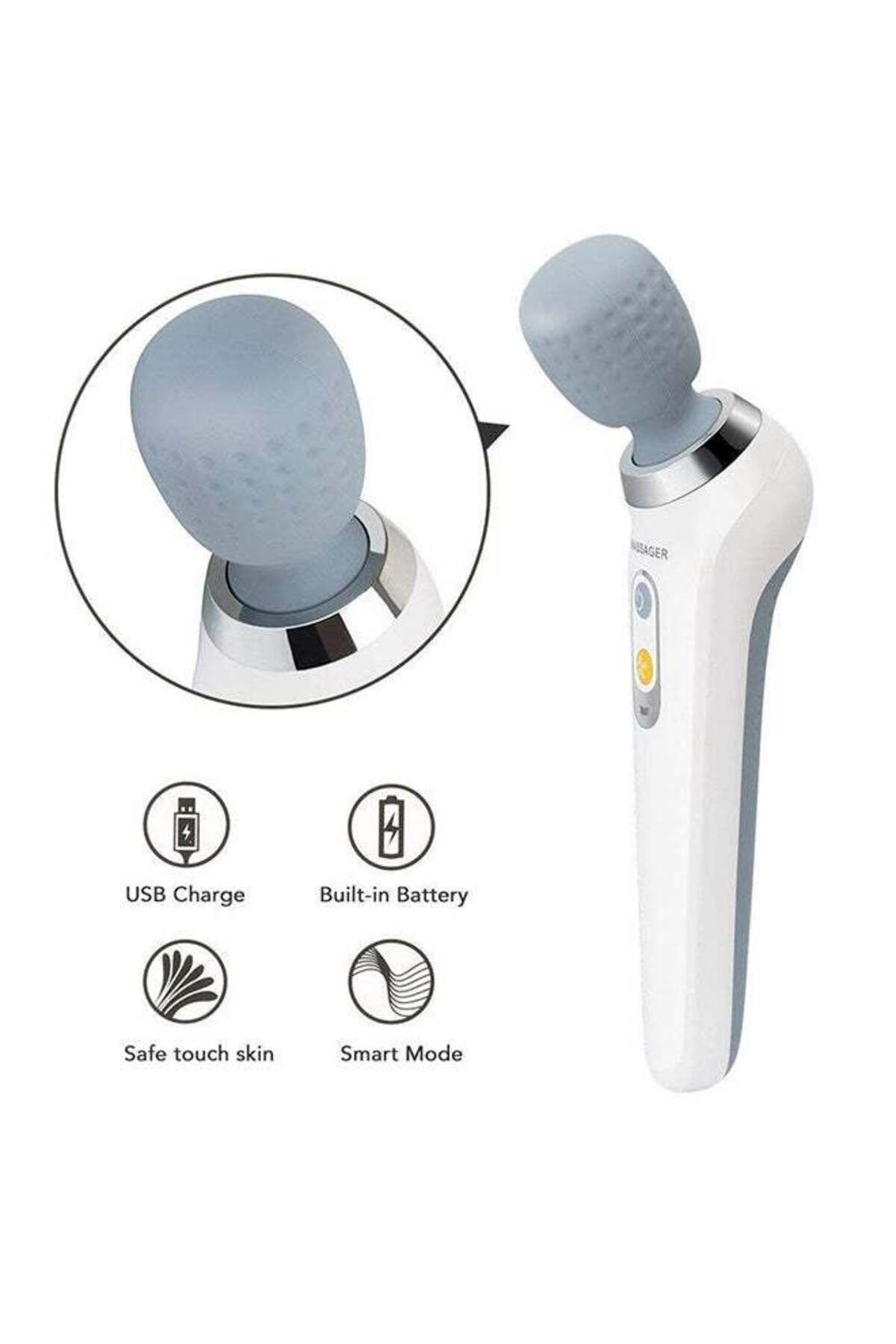 COOYA-Portable Wireless Handheld Massager with 6 Speed Modes, USB Charging, Silent Operation (White) 3