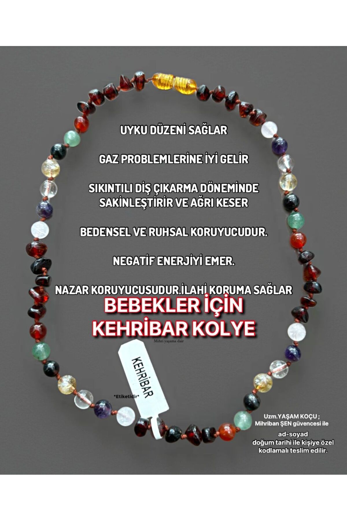 Mihri Doğaltaş Kehribar Bebek Kolye