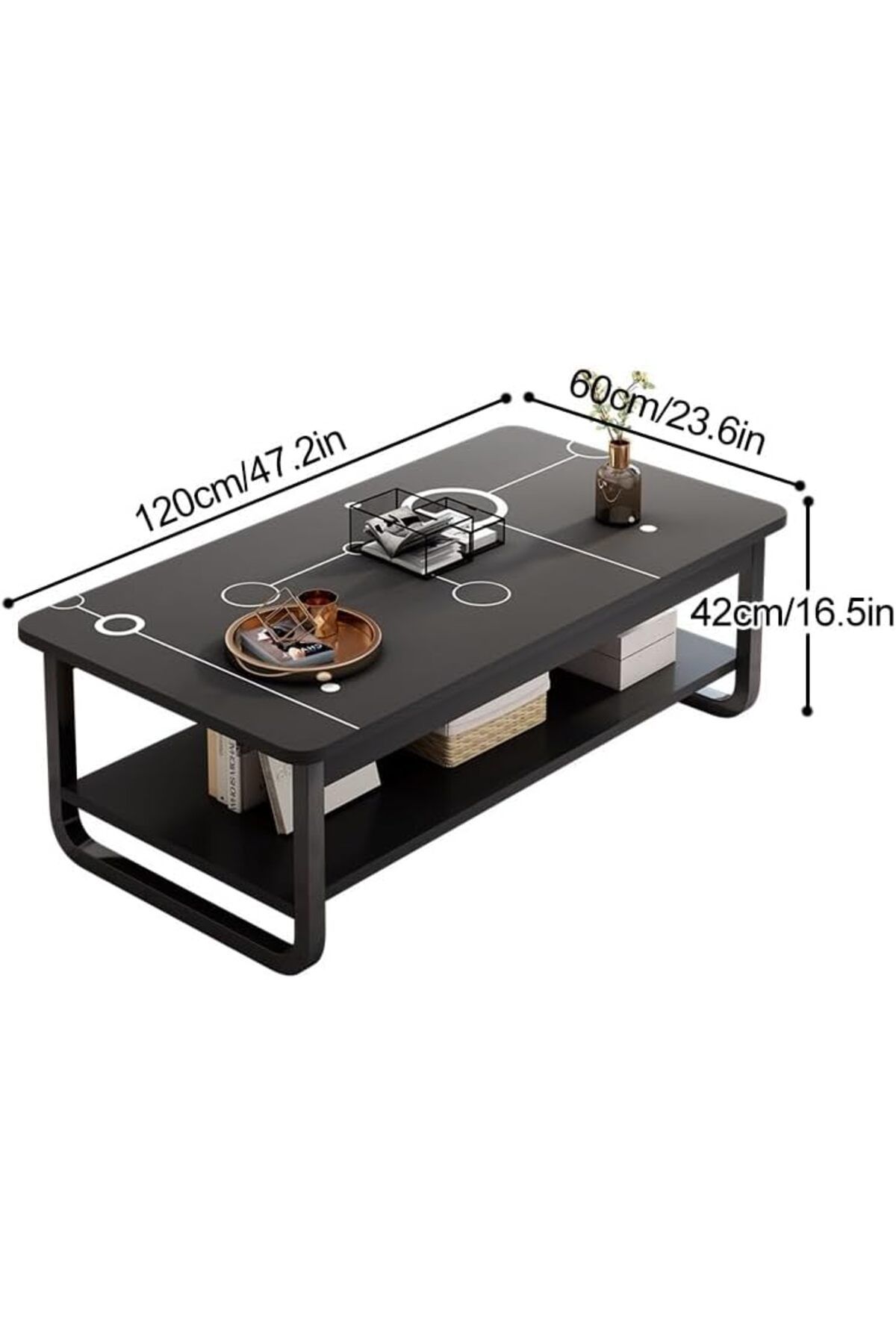 Generic-Rectangle Coffee Table, Double-Layer Side Table Next to The Sofa, Suitable for Small Tea Table and S 2