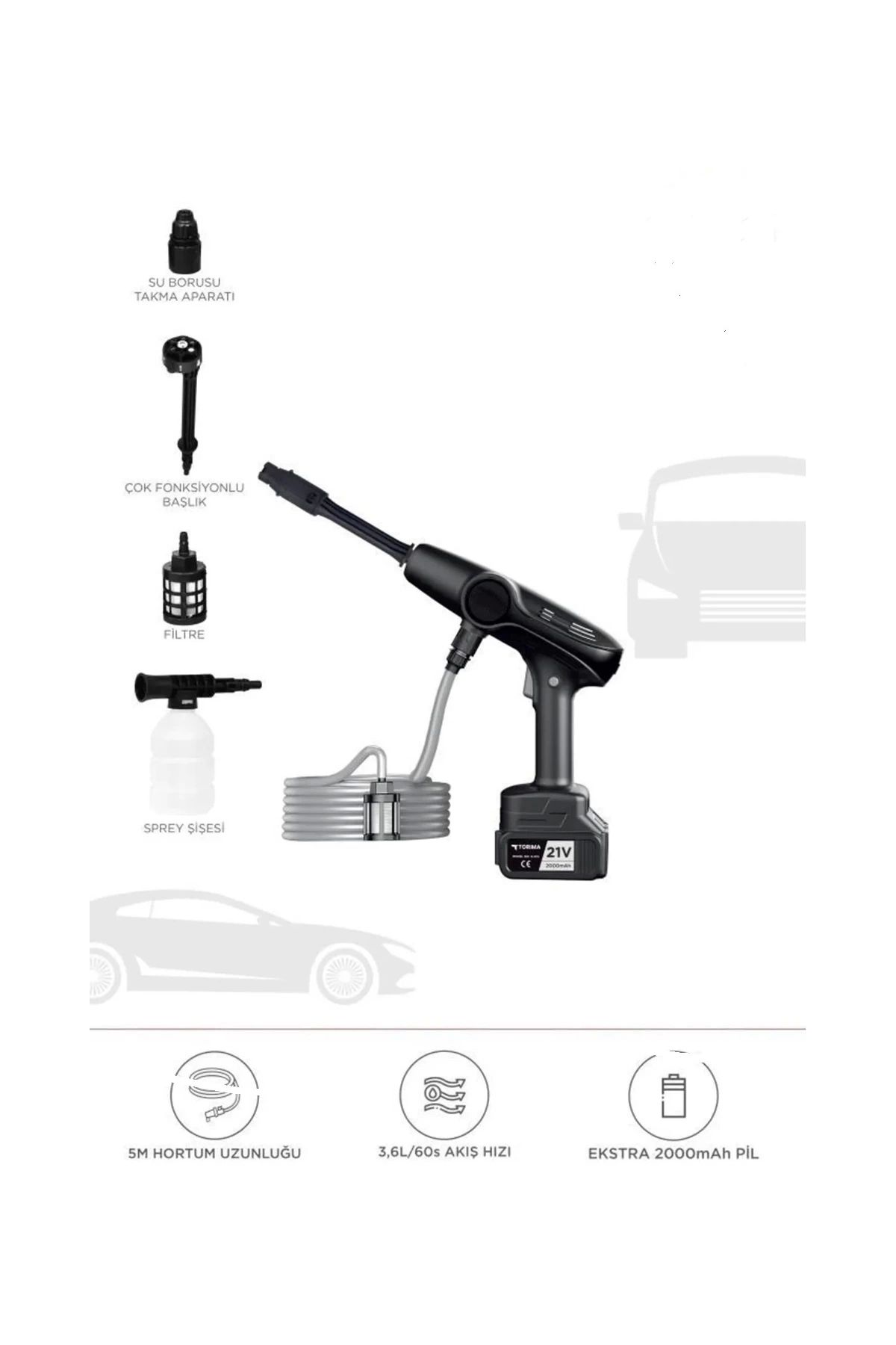 shop Akülü Şarjlı Yüksek Basınçlı Oto Araba Bahçe Yıkama,temizleme Su Sı