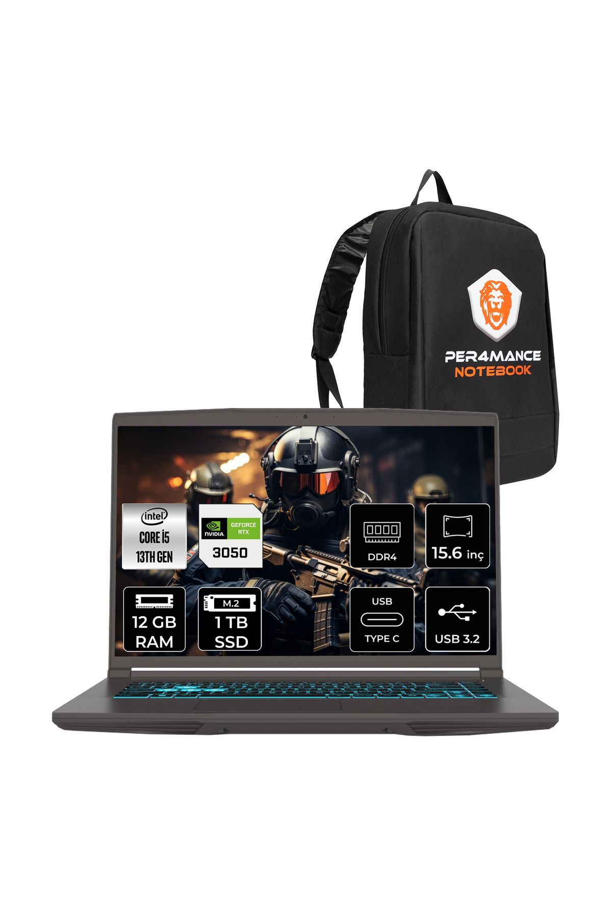 MSI Thin 15 i5 13420H 12GB 1TB SSD RTX3050/4GB 15.6" FHD 144Hz FDOS Gaming Laptop B13UC & ÇANTA