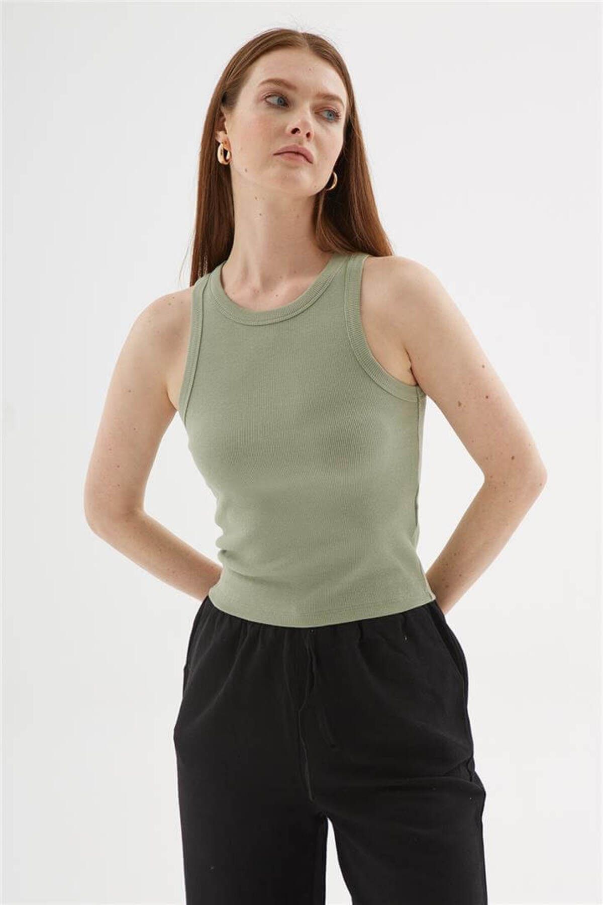Fashion Friends Halter Yaka Atlet Haki