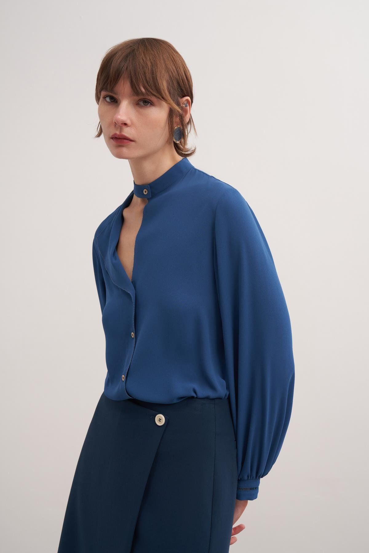 BİRELİN Cut Out Detaylı Bluz Koyu Yosun