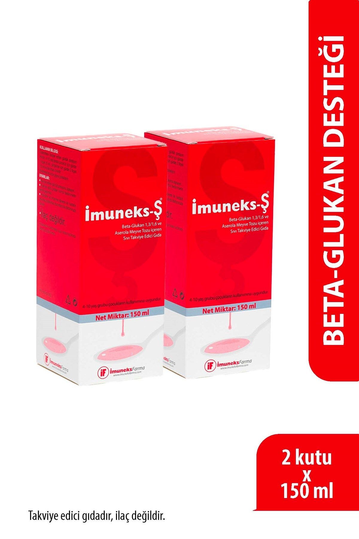 Imuneks Farma İmuneks-Ş Beta Glukan (1,3/1,6) ve Aserola Meyve Tozu içeren Sıvı Takviye Edici Gıda x 2 Adet