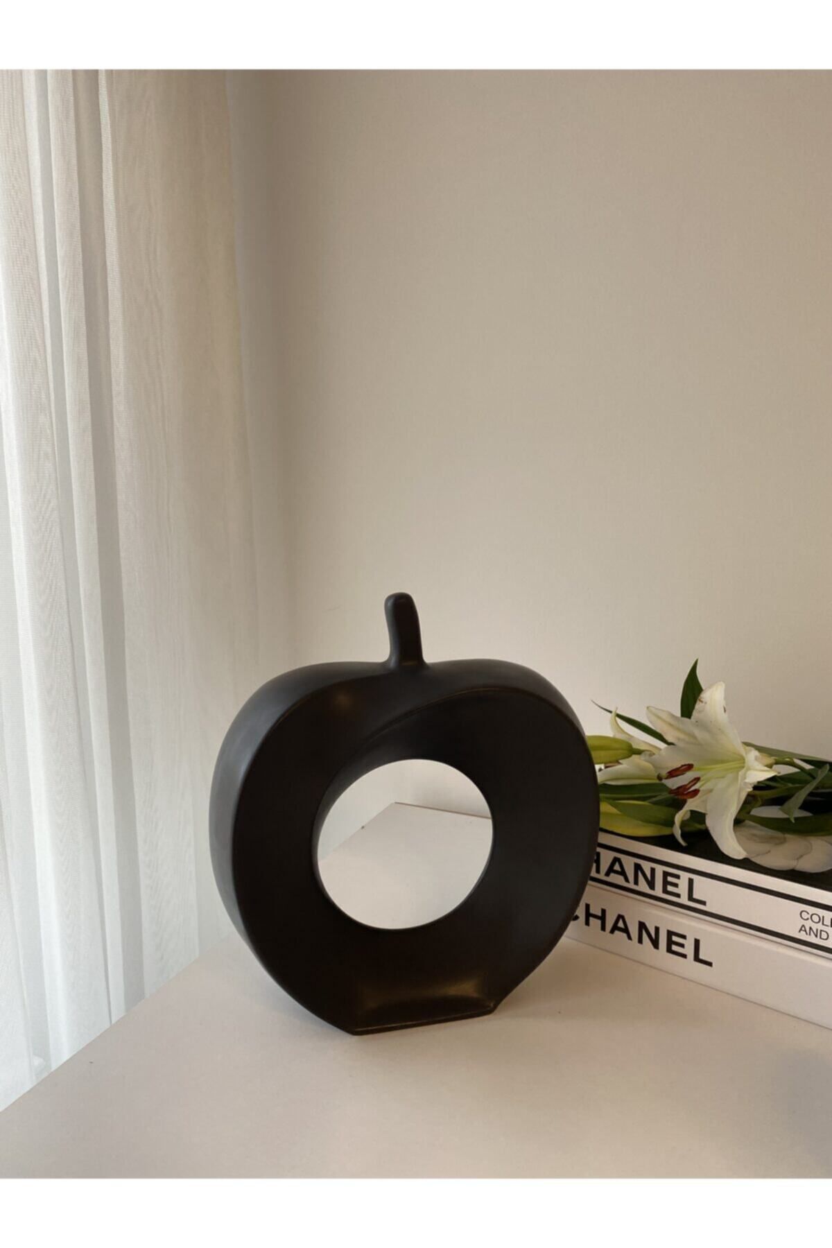 Elioure Şık Siyah Seramik Vazo 24 Cm, Modern Dekorasyon İçin Ideal