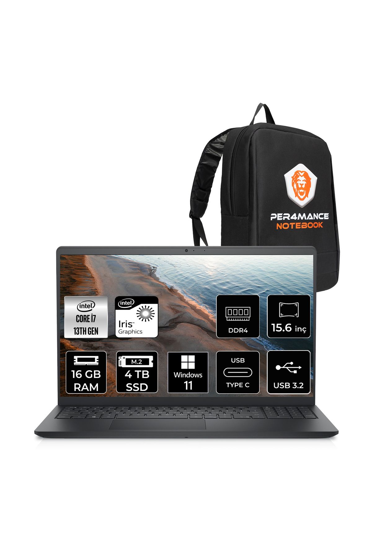 Dell Inspiron 15 3530 i7 1355U 16GB 4TB SSD 15.6'' FHD 60Hz IPS W11P Dizüstü Laptop & PER4 ÇANTA