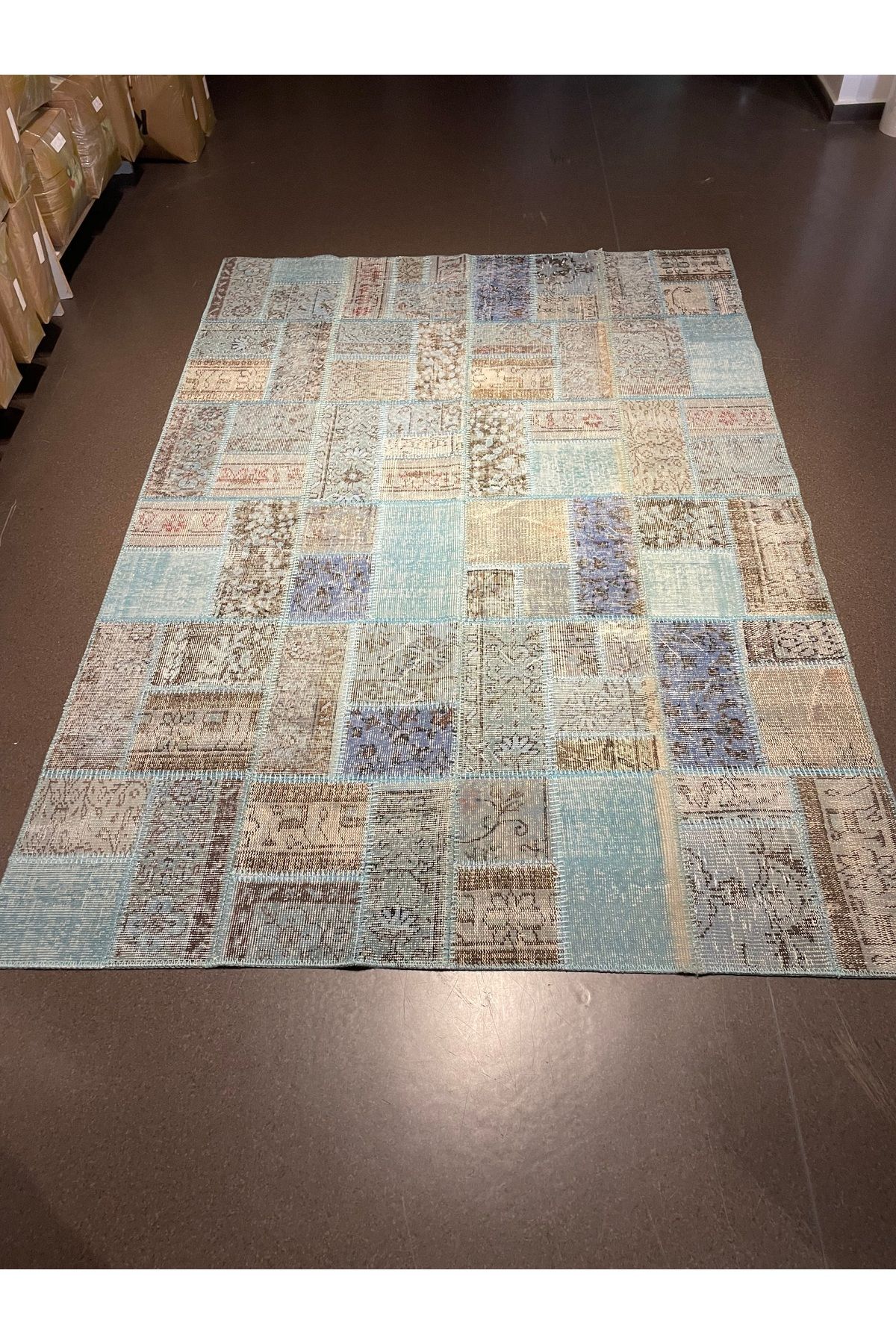 KOZZY HOME Patchwork El Yapımı Yün Halı Vintage El Dokuma %100 Kök Boya Klasik Desenli Modern Halı (NO-182)