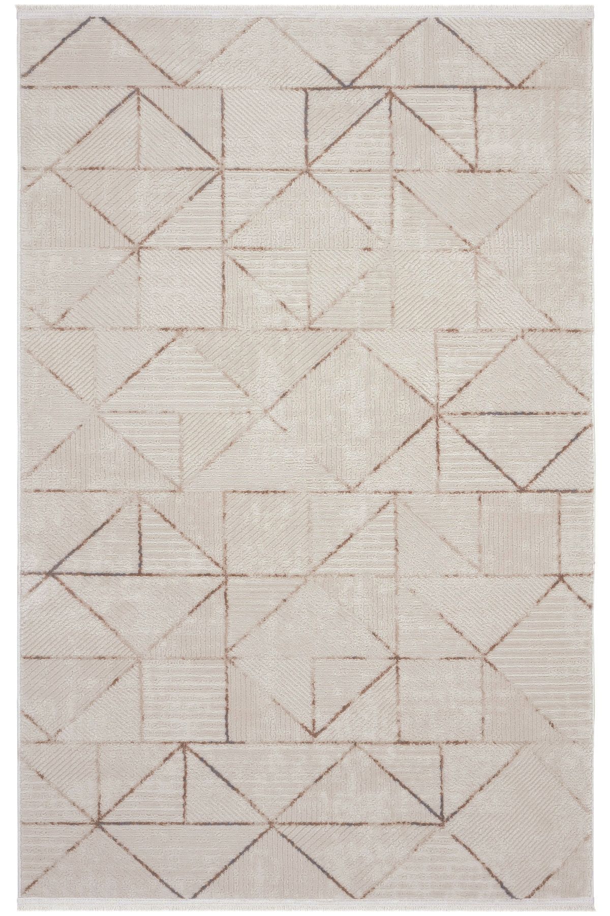 Cool Halı Nevada 2506 Krem Vizon Geometrik Desenli Halı Makine Dokuma Yumuşak Ev Oda Salon Oturma Odası Halısı