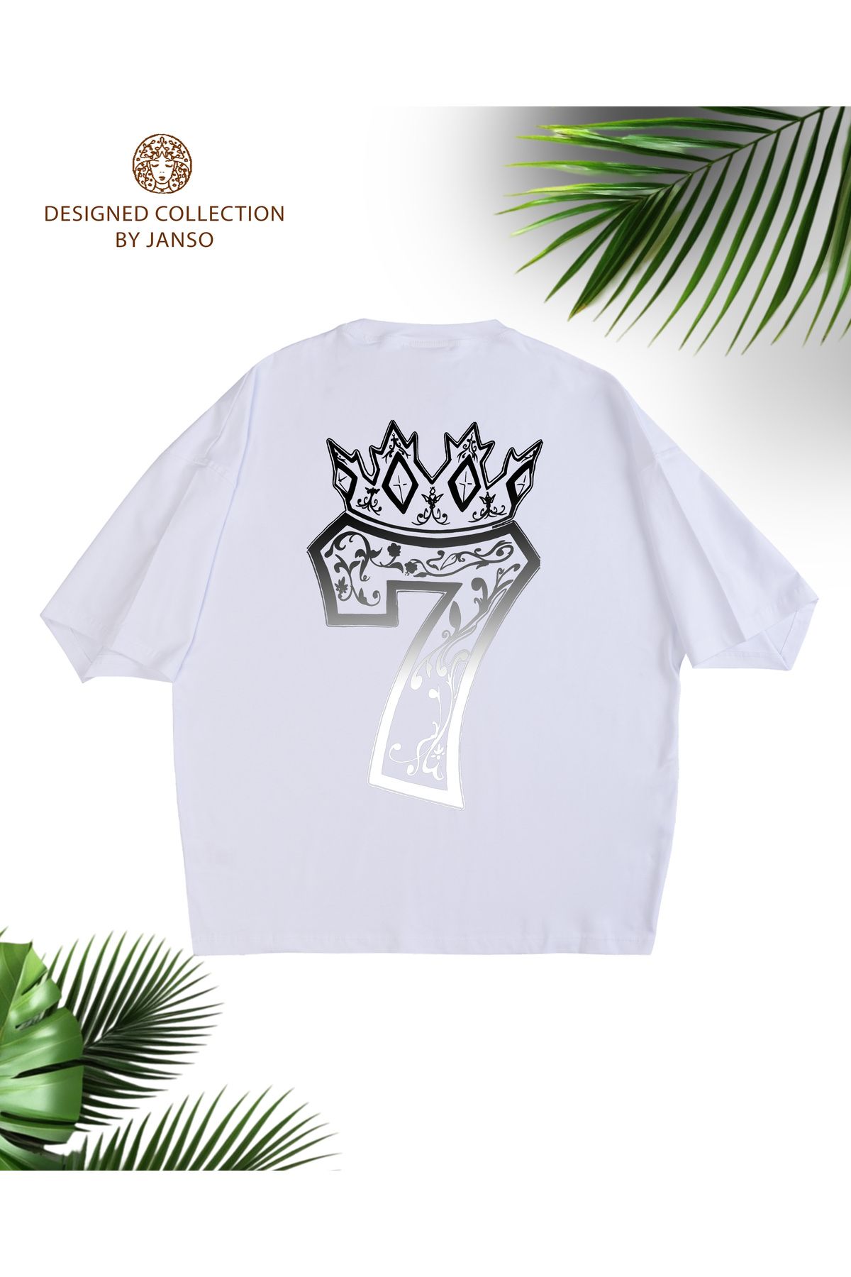 JANSO GROUP -Kadın PAMUKLU BASKLI 7 Queen TSHIRT OVERSİZE BÜYÜK BEDEN