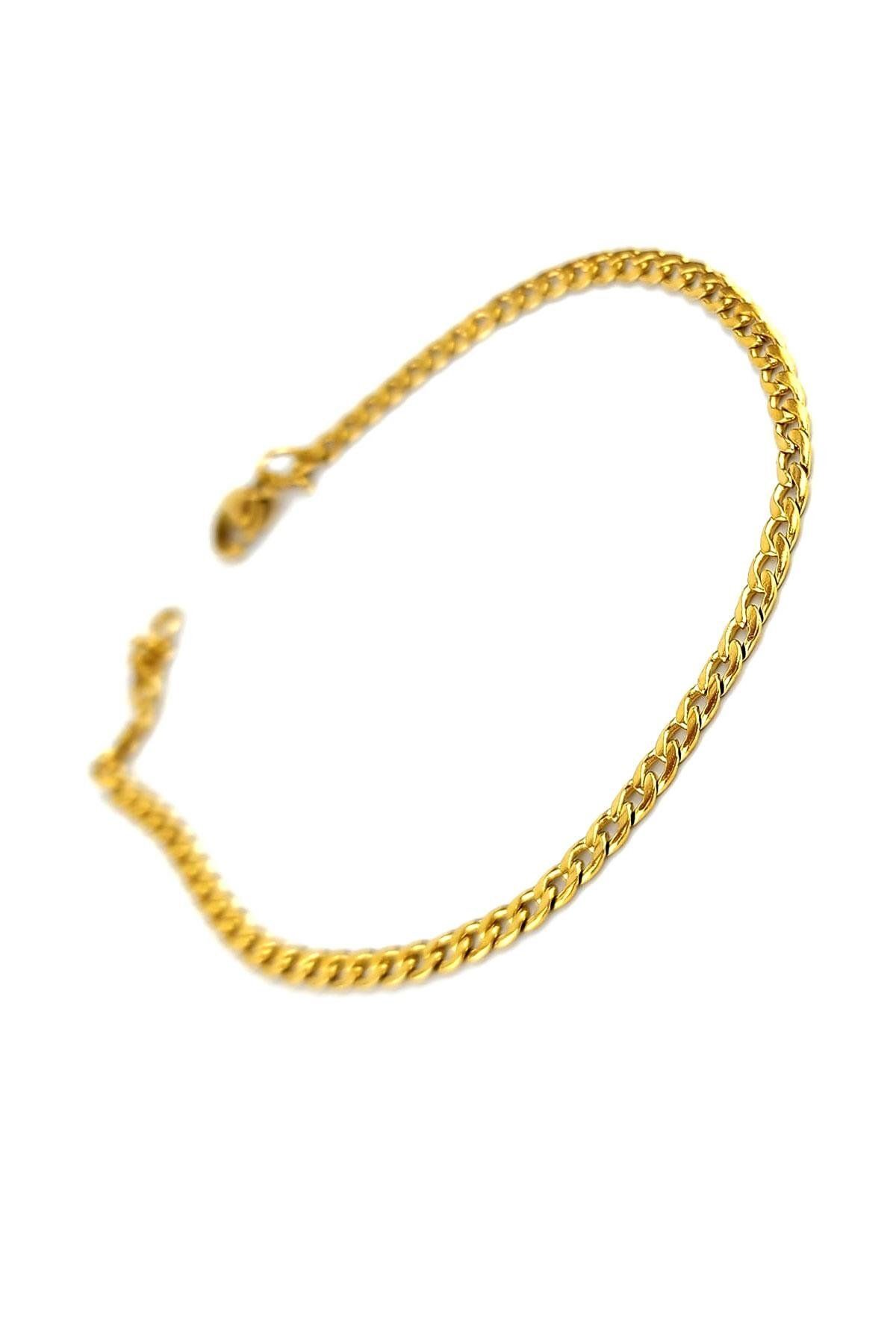 OSESHOP 316 L antı alerjık cerrahi Çelik Altın Kaplama Panzer Erkek Zincir Bileklik