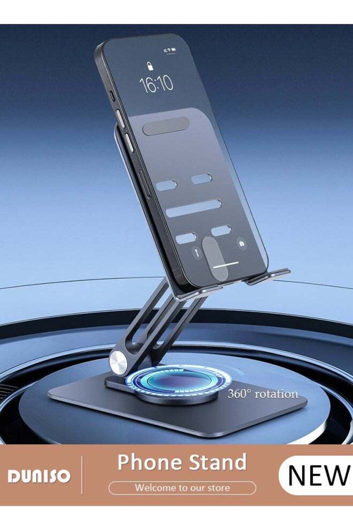 Generic-DUNISO Foldable Phone Stand 360° rotation base for Desk Height Adjustable Cell Phone Holder Portabl 1