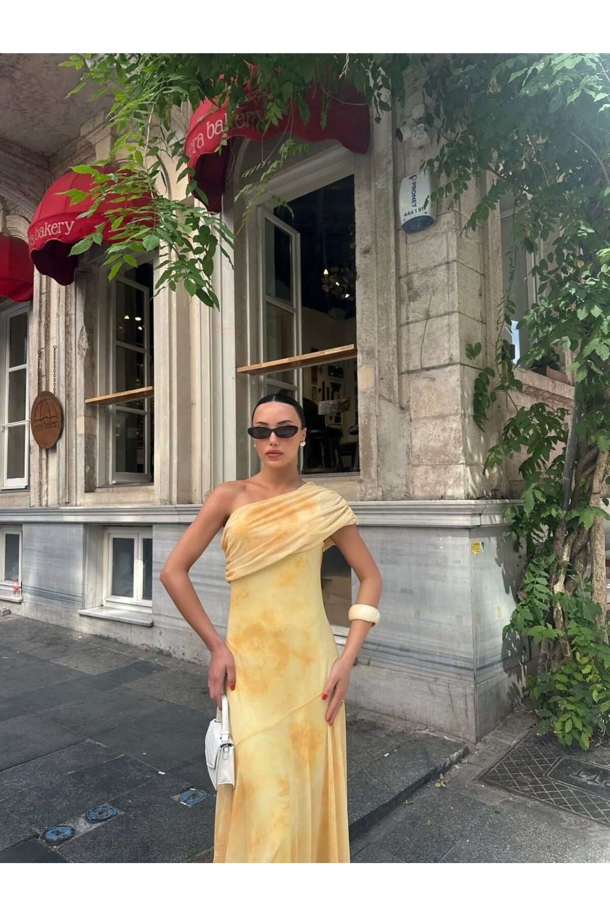 Hotfashion Tek Omuzlu Drapeli Elbise