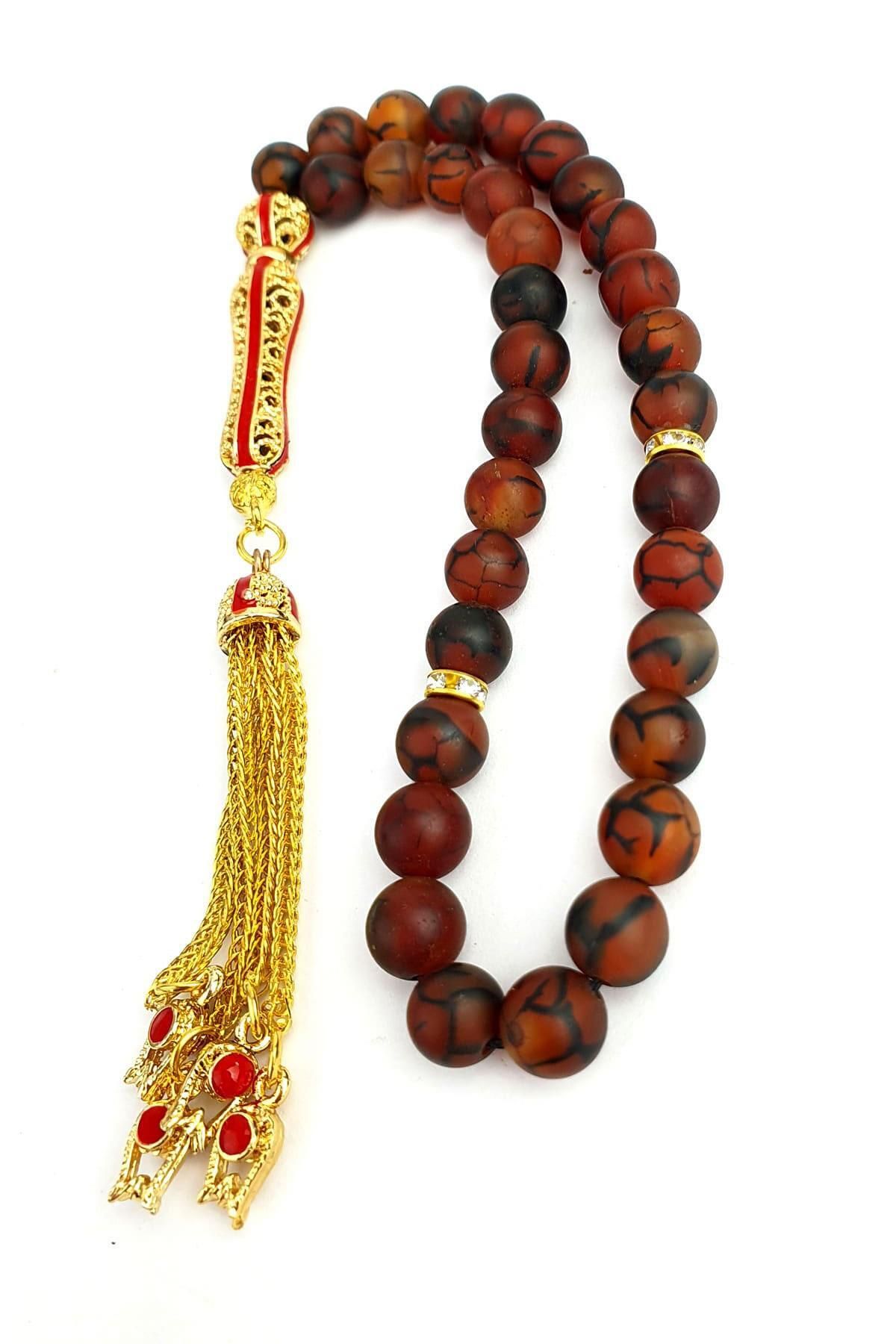 OSESHOP Çelik Püsküllü Jasper Akik Taşlı Tasarım Tesbih
