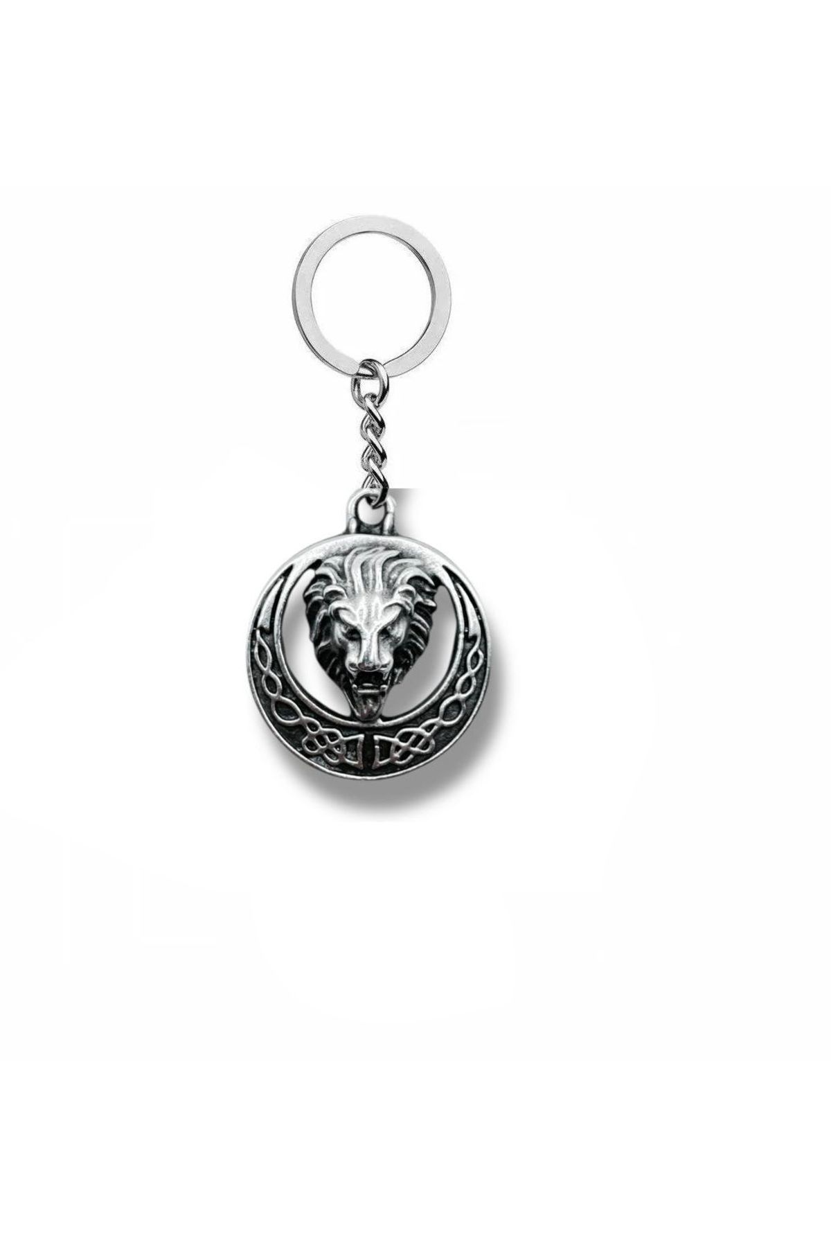 Herşey Nota Lion’s Emblem – Gotik Aslan Kafası Daire Figürlü Unisex Metal Anahtarlık