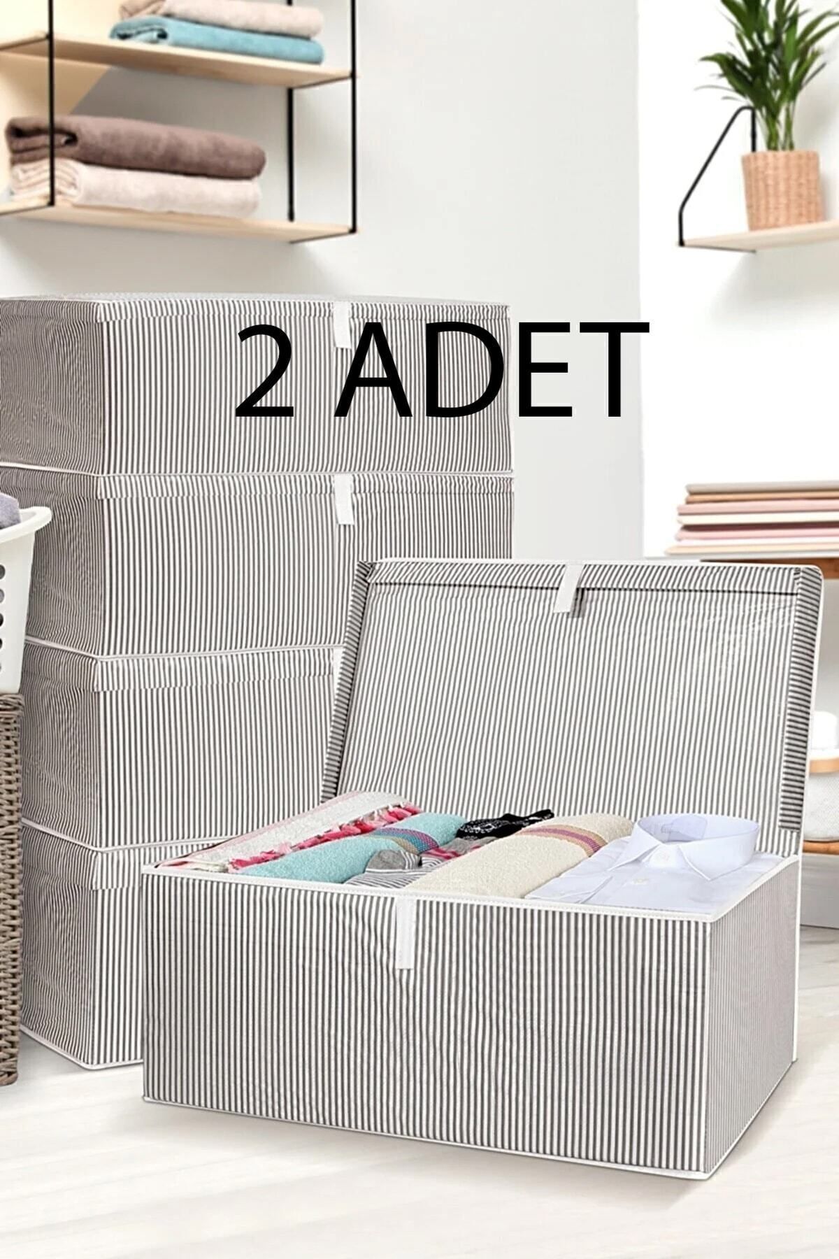 teknotrust İki adet geniş gri hurç, 60x40x30 cm, hafif ve kullanışlı depolama çözümü