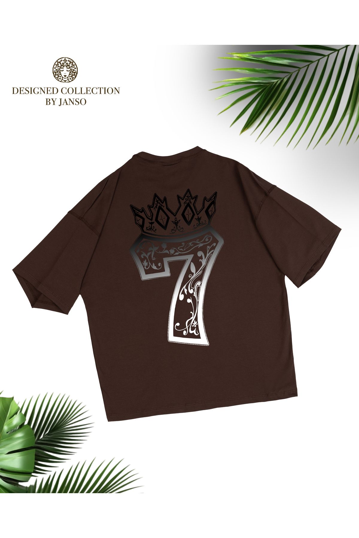 JANSO GROUP -Kadın PAMUKLU BASKLI 7 Queen TSHIRT OVERSİZE BÜYÜK BEDEN