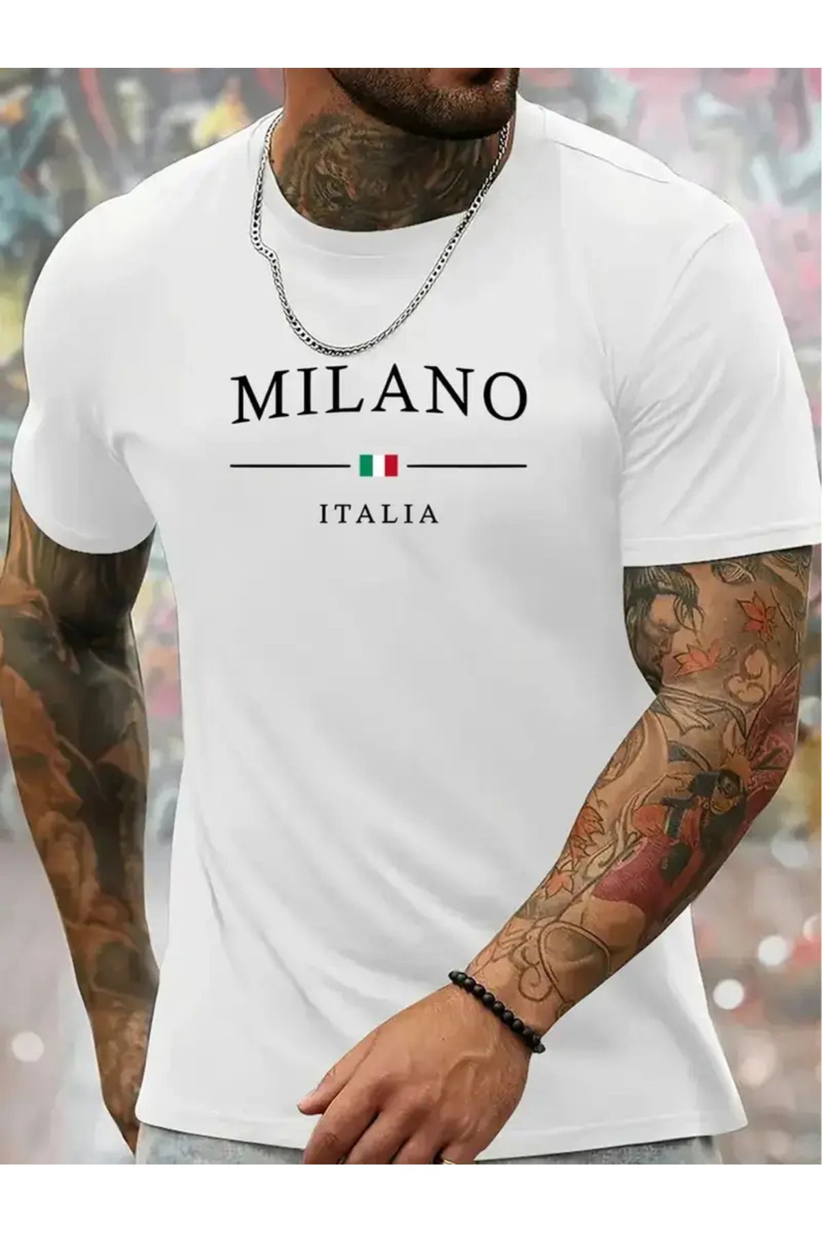 CLASİVA Milano ıtalia Baskılı Unısex Oversize Bisiklet Yaka T-shirt