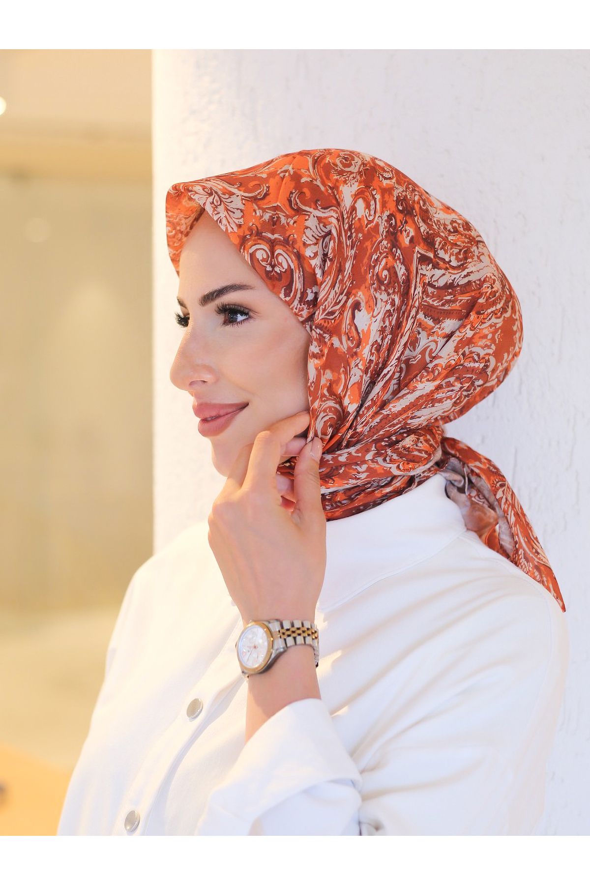 efdal şal eşarp-Flora Pattern Imported Cotton Scarf 2