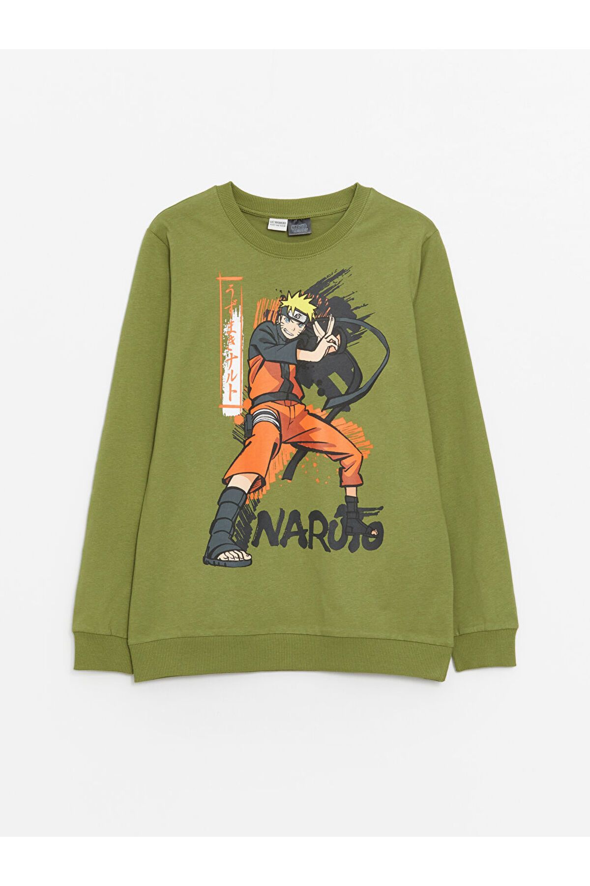 LC Waikiki LCW Kids Yeşil Bisiklet Yaka Naruto Baskılı Uzun Kollu Erkek Çocuk Tişört S45363Z4NVY25