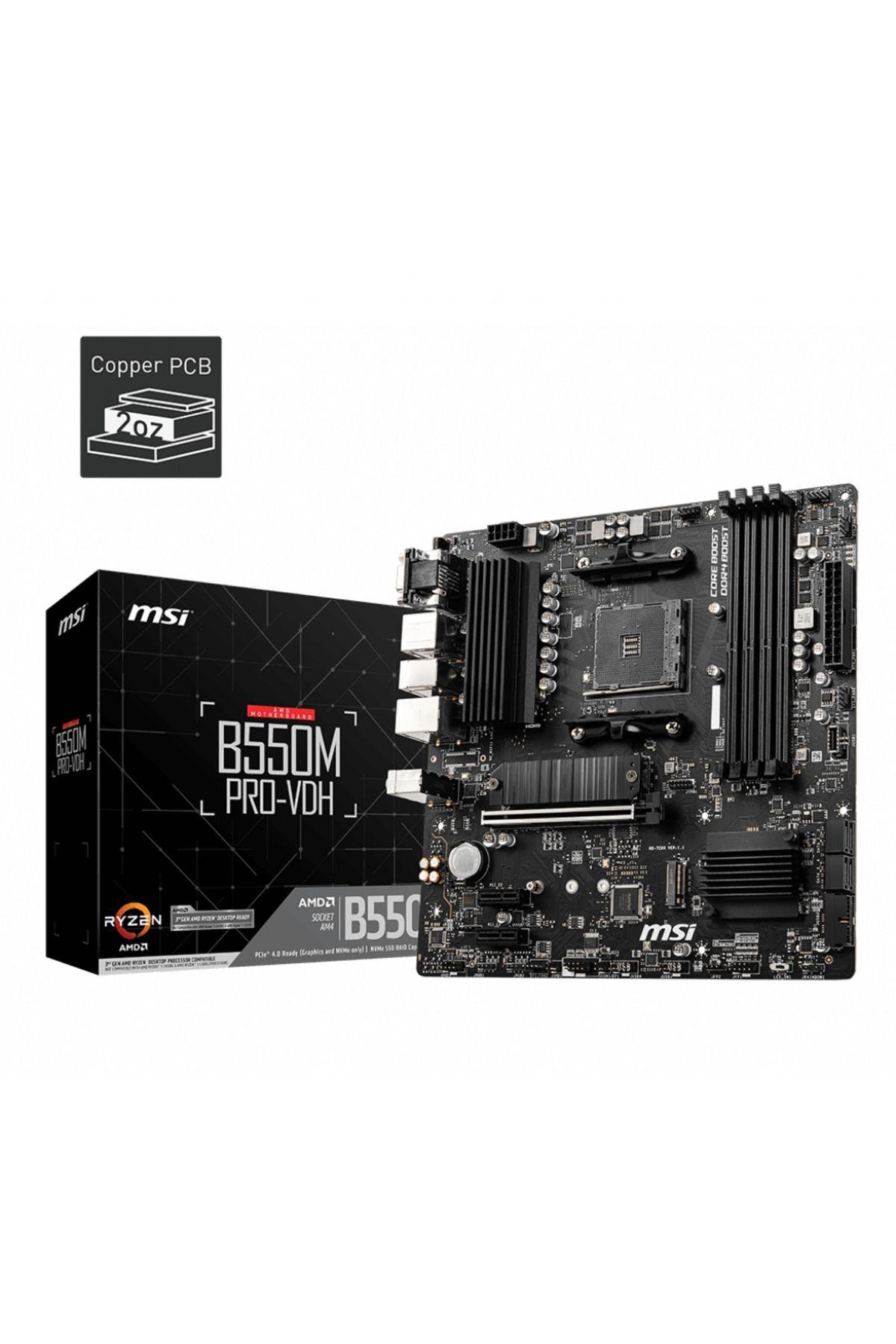 Pazarcan Msi B550m Pro-vdh Ddr4 4400mhz 1xvga 1xdmi 1xdp 2xm.2 Usb 3.2 Matx Am4 (amd 5000 Ve 3000 Serisi I