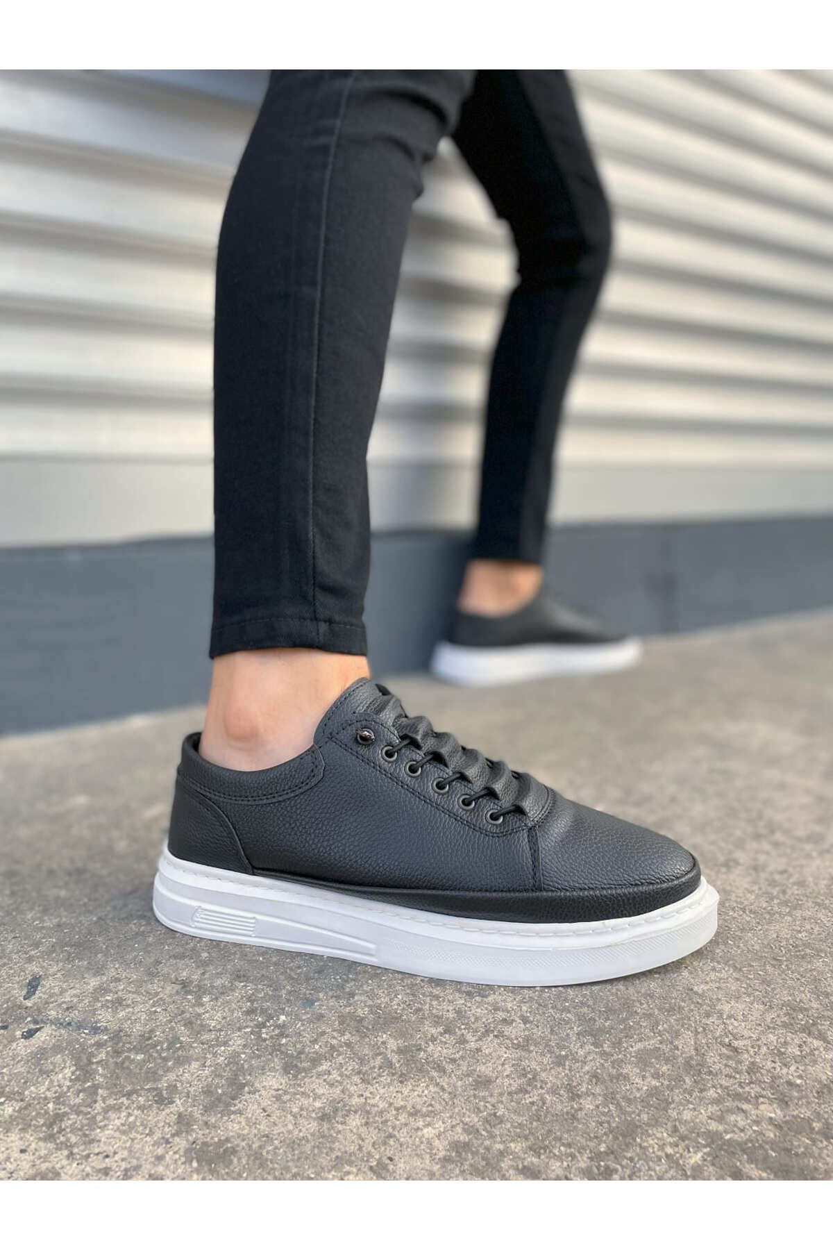 Zerenyus JY0535 Prime Bağcıklı Erkek Sneaker Ayakkabı - Siyah Beyaz