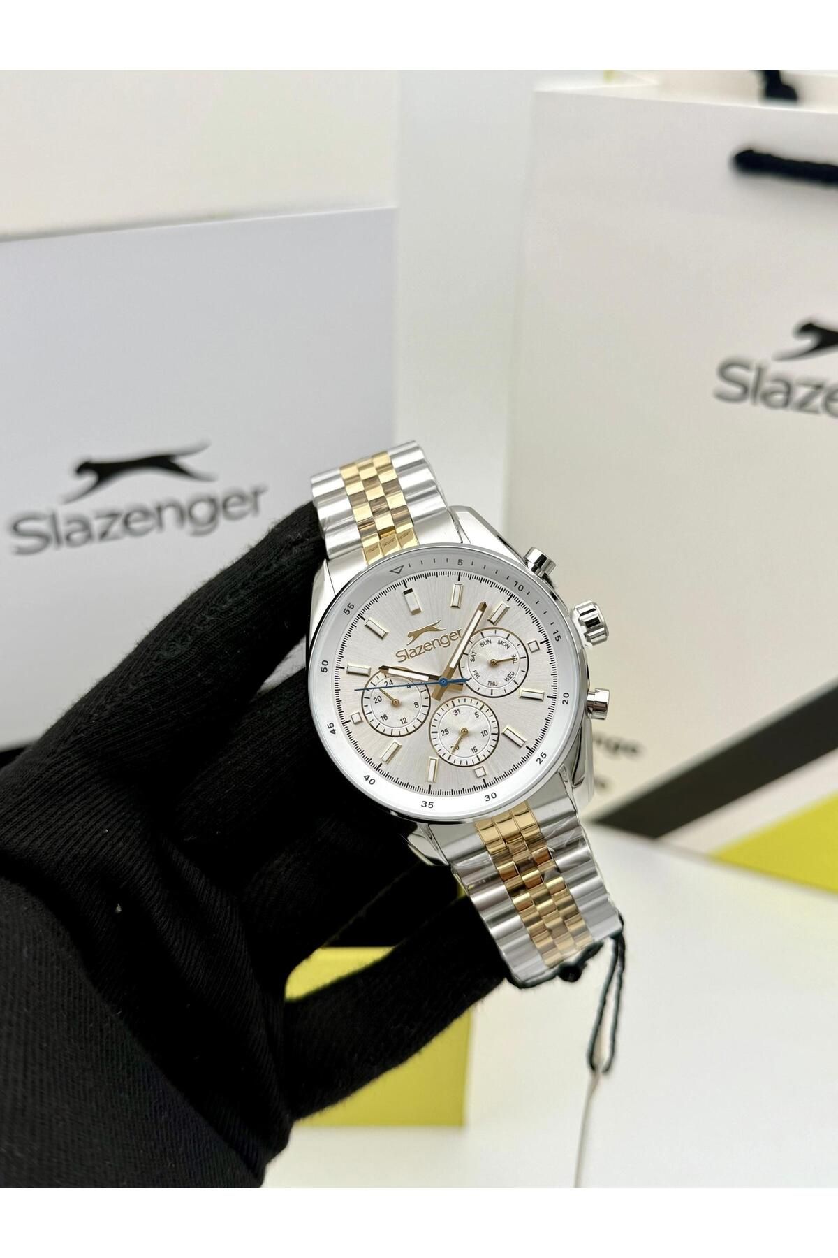 Slazenger SL.09.1934.2 Erkek Kol Saati Gümüş Sarı Renk