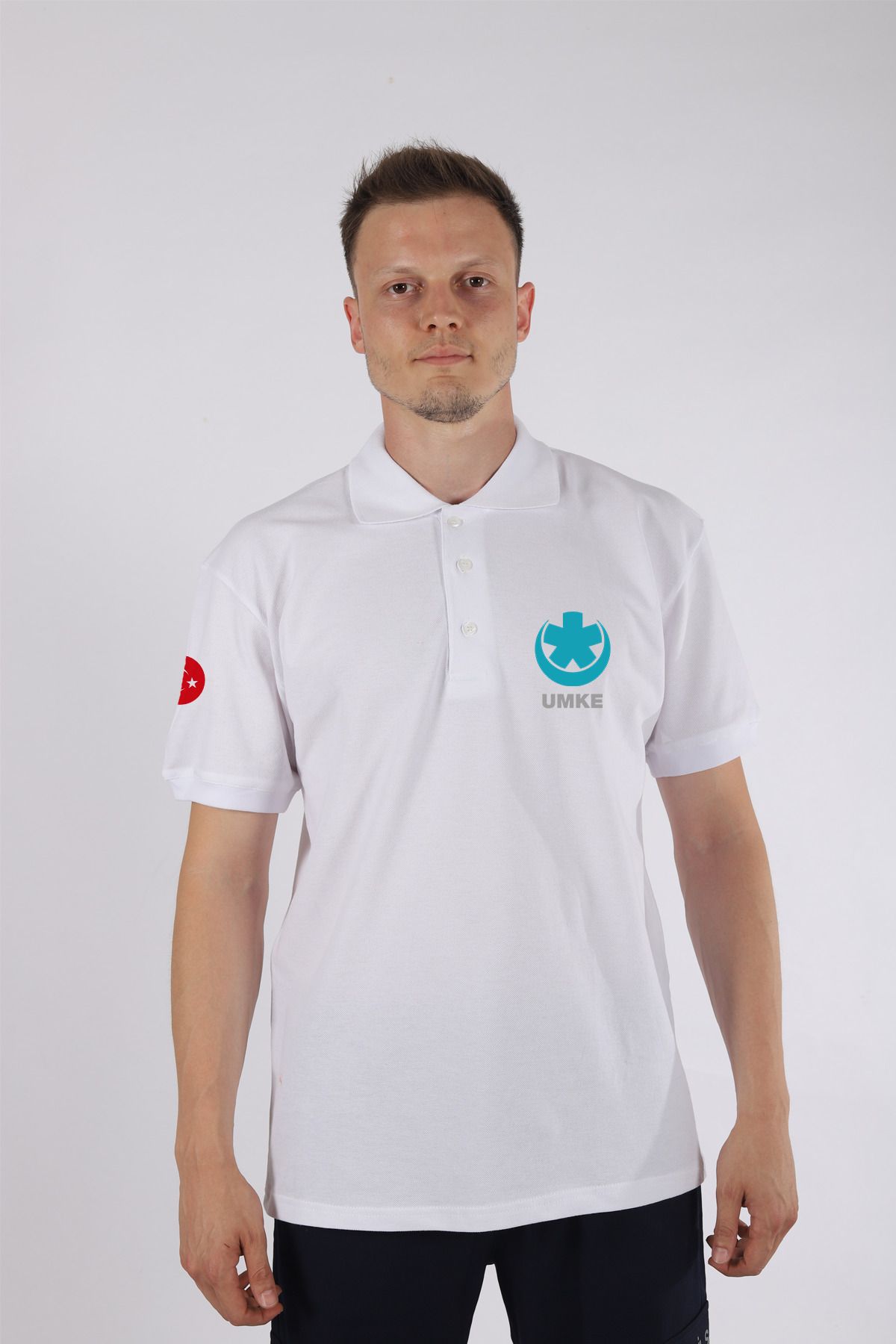 Pratik Medikal Beyaz UMKE Polo Yaka Tişört Unisex