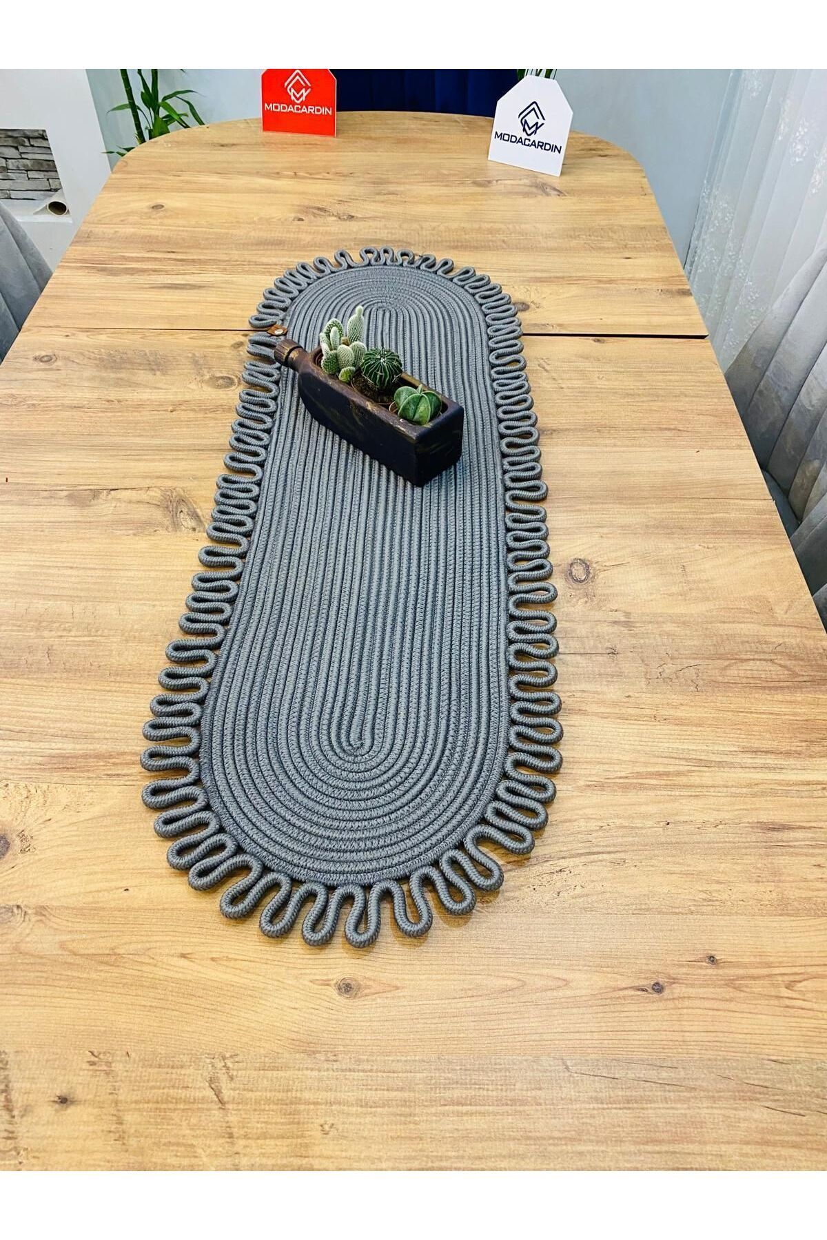 Elioure Jüt ve hasır dekoratif masa örtüsü, sehpa ve Amerikan servis 35x100 cm