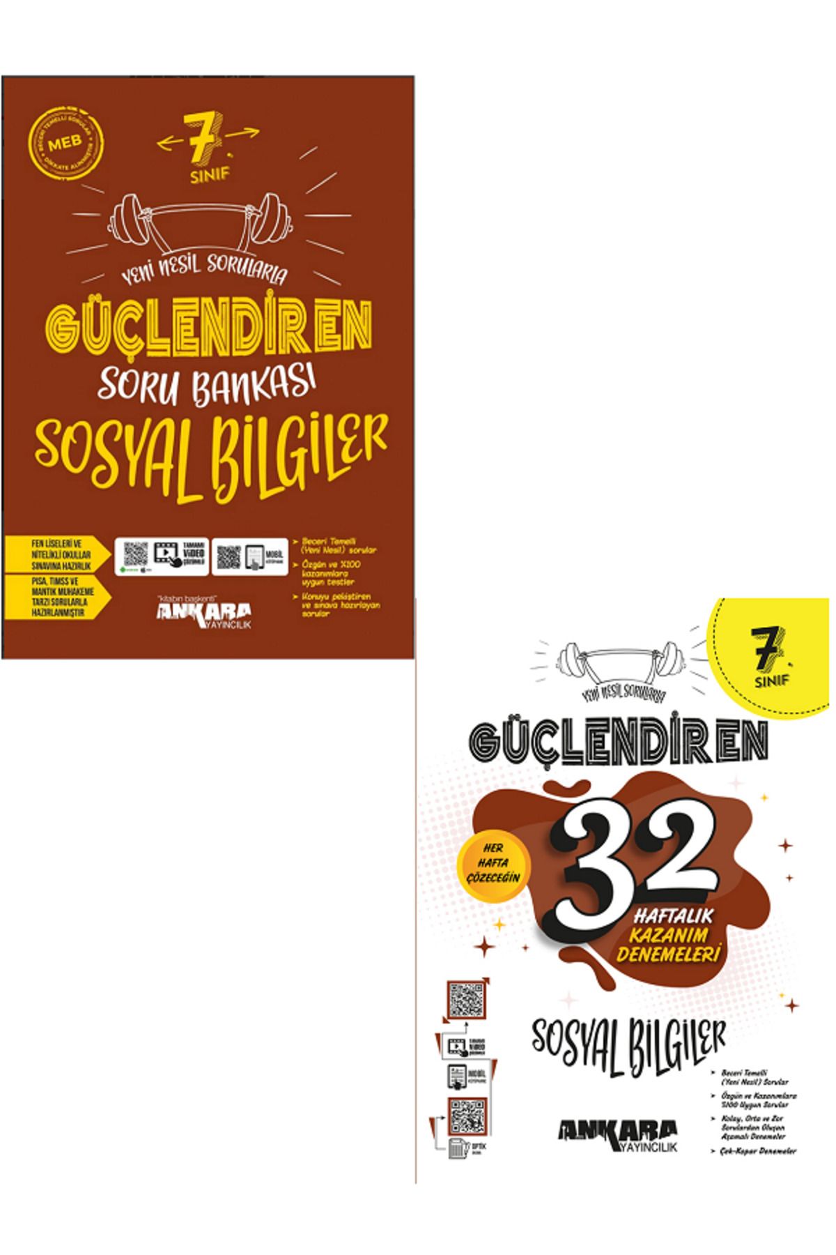 Evrensel İletişim Yayınları 7.Sınıf Ankara Güçlendiren Sosyal Bilgiler Soru Bankası + Sosyal Bilgiler 32 Haftalık Deneme /2KİTAP