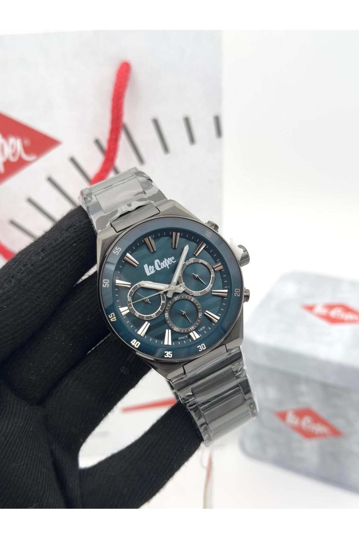 Lee Cooper LC08175 Erkek Kol Saati Siyah İçi Mavi Renk + % 100