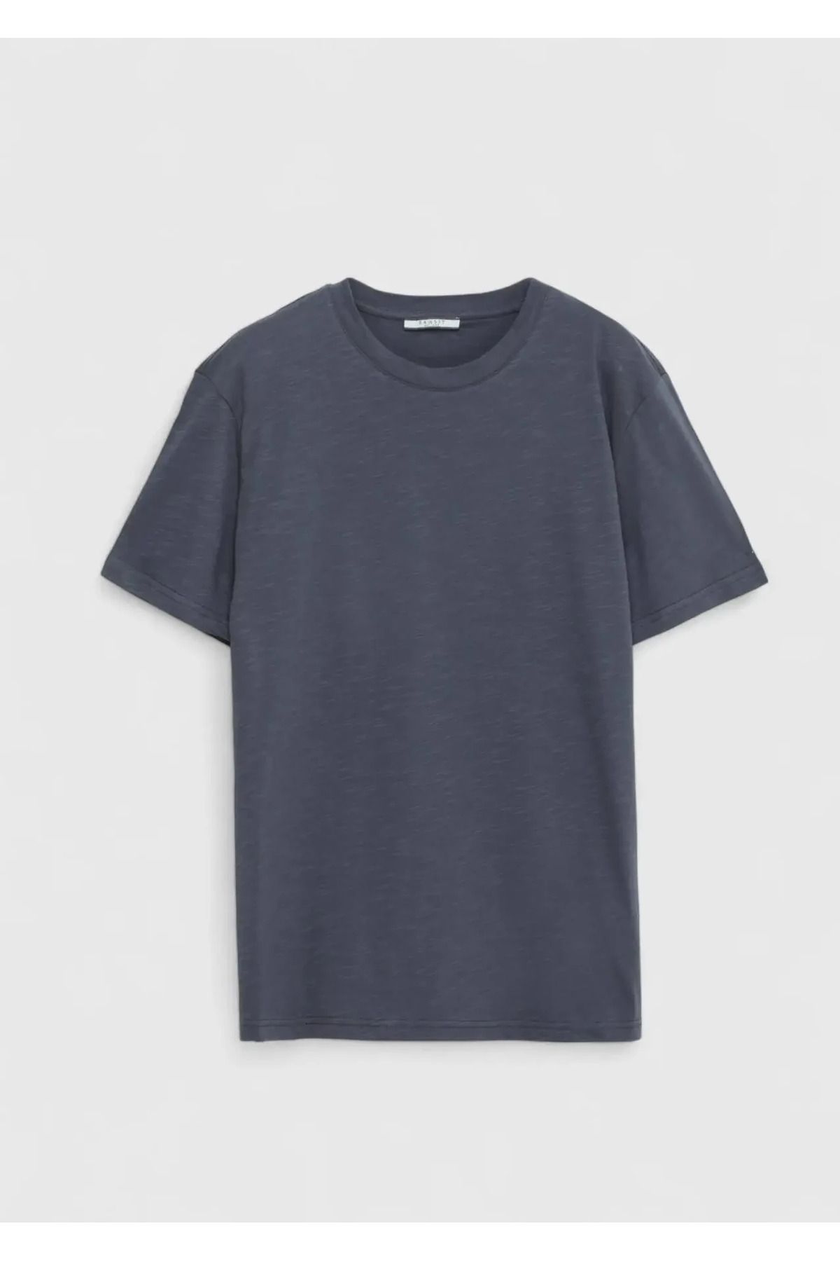 Ramsey Antrasit Düz Bisiklet Yaka %100 Pamuk T-Shirt