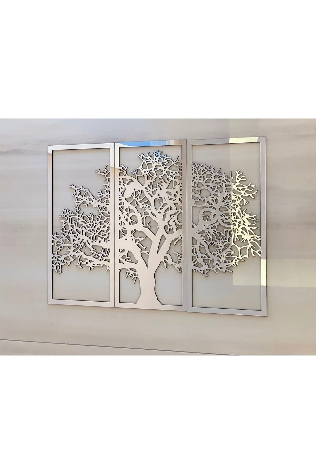 Elioure Sonbahar 3'lü Çınar Ağacı Tablo, MDF ve pleksi duvar dekoru, 39x17 cm her biri