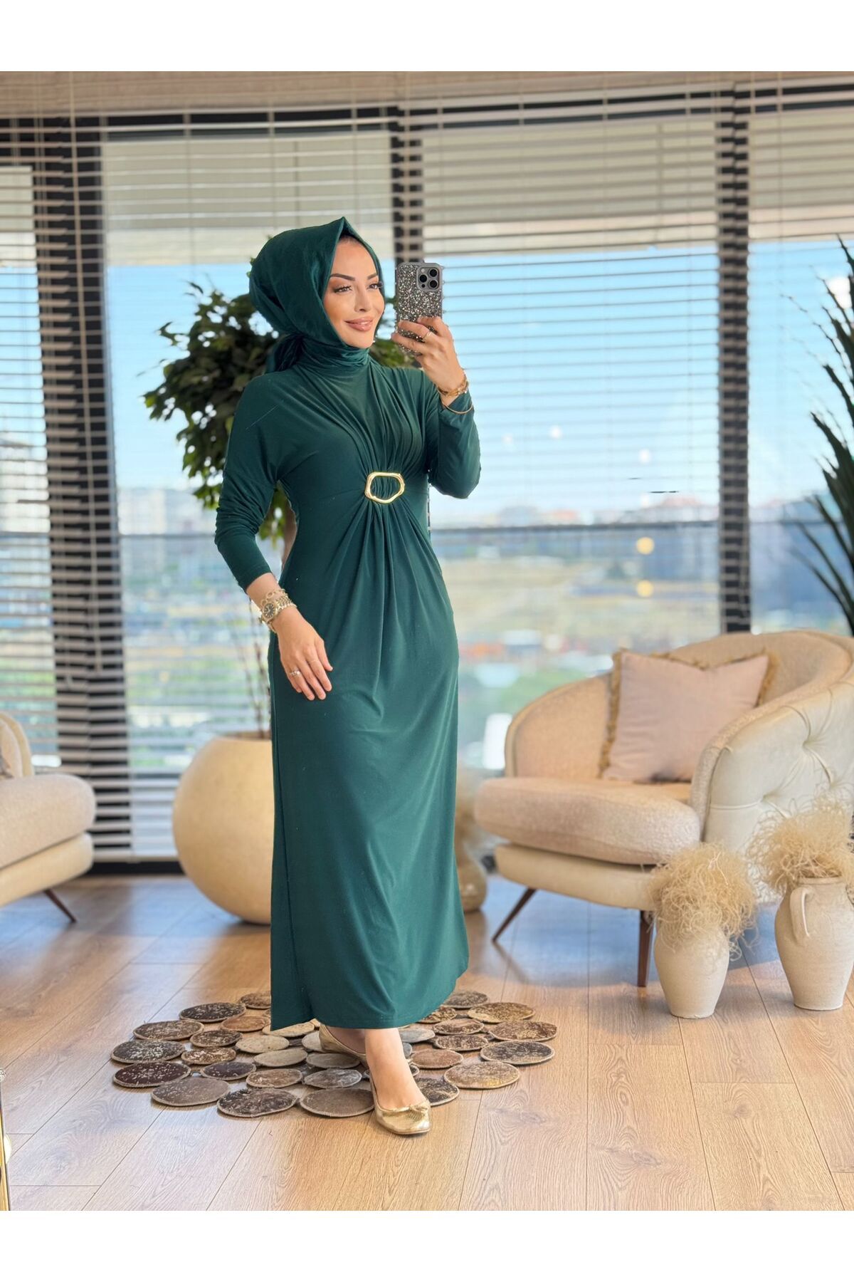 ALANURMODA Toka ve Büzgü Detaylı Elbise