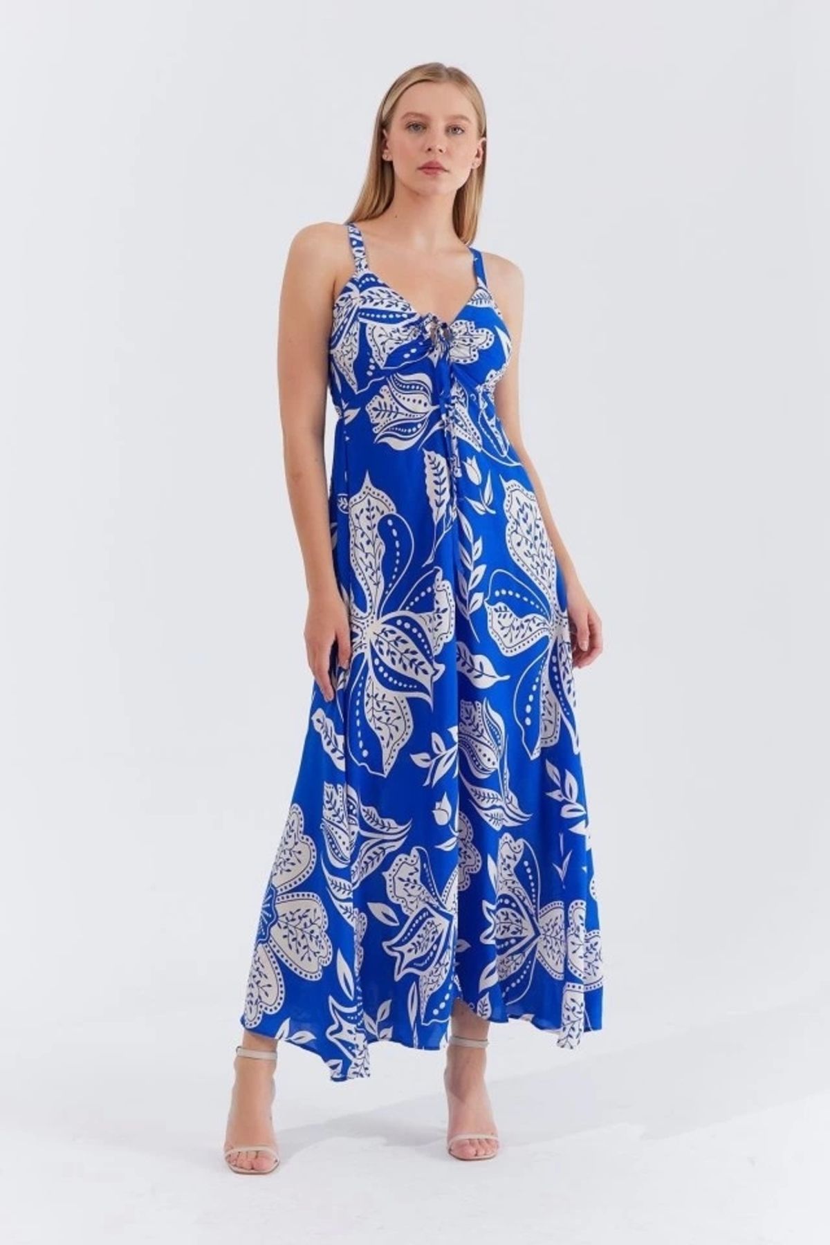 Butik Askılı Viscon Elbise - Saks