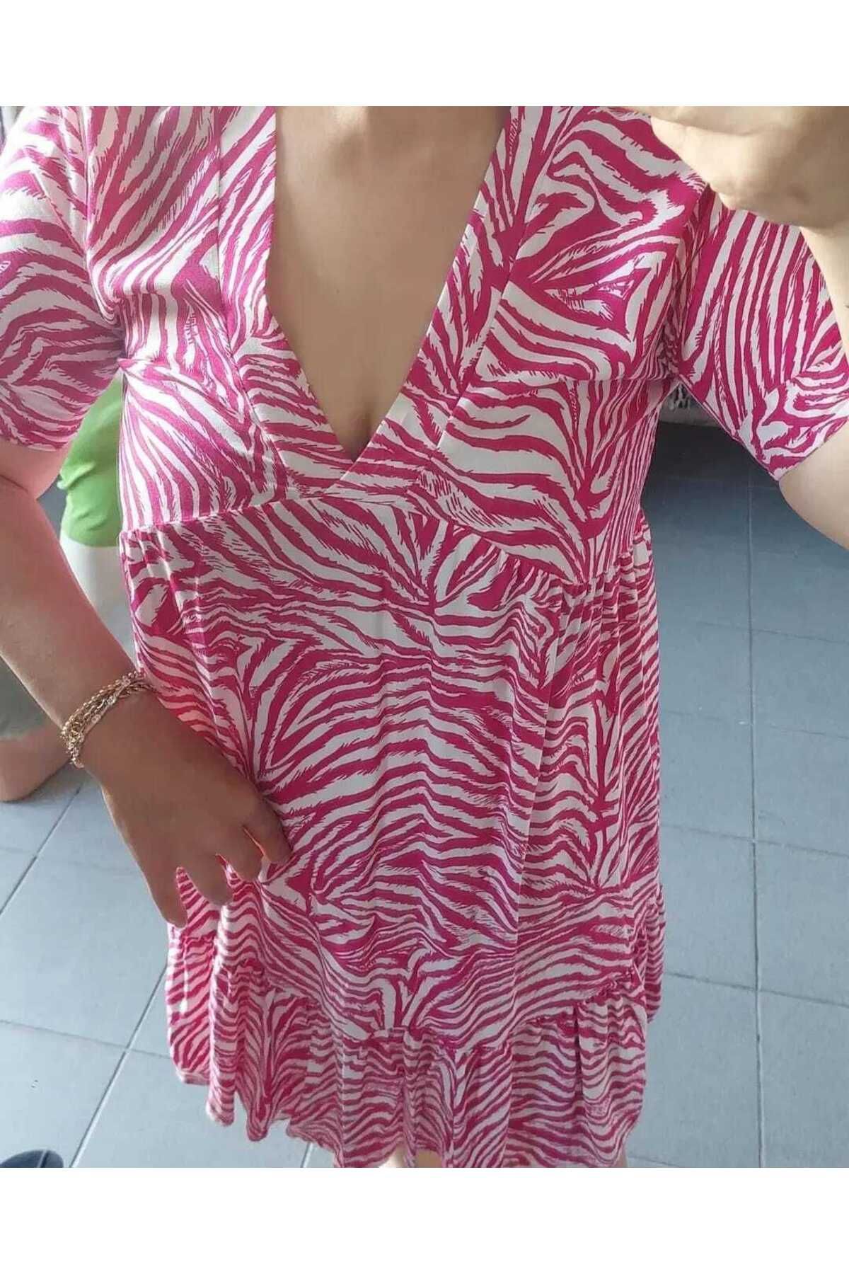 tellevolle pembe zebra elbise