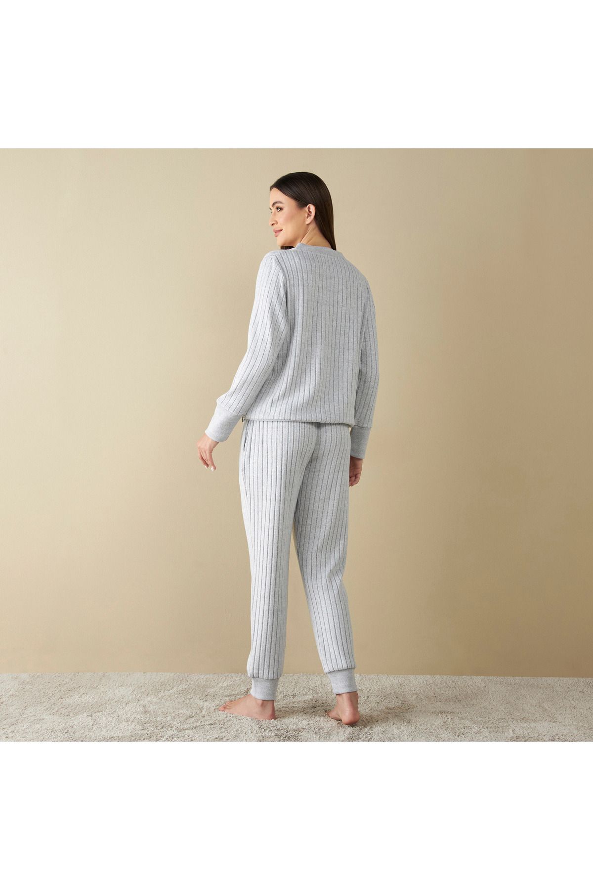 FAV-Textured Button Through Top and Pyjama Set 3