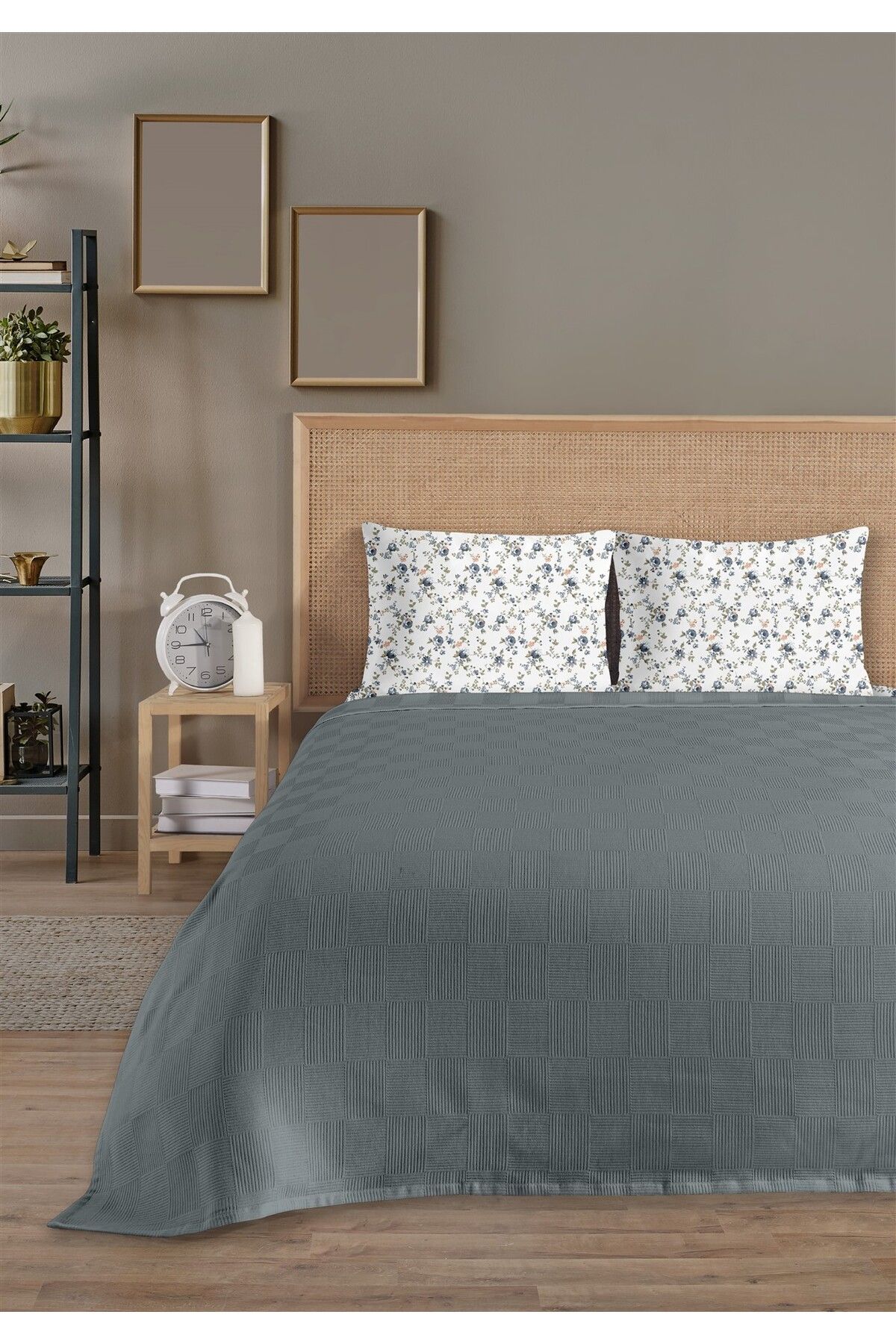 HomeBerry %100 Pamuk Lidia İndigo Çift Kişilik Pike Takımı 200 x 230 cm