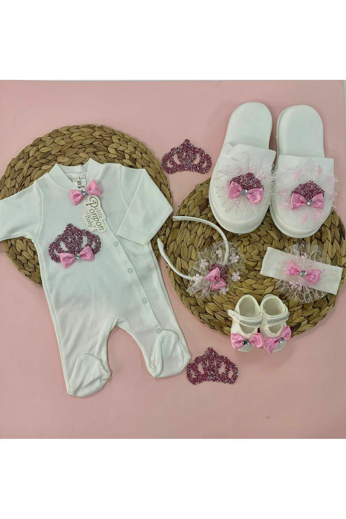 MİLAYS LİFE HOME COLLECTİON bebek Hastane Çıkışı Lohusa Seti Terliği Tacı Terlik Taç Seti Hamile Doğum Hediyesi