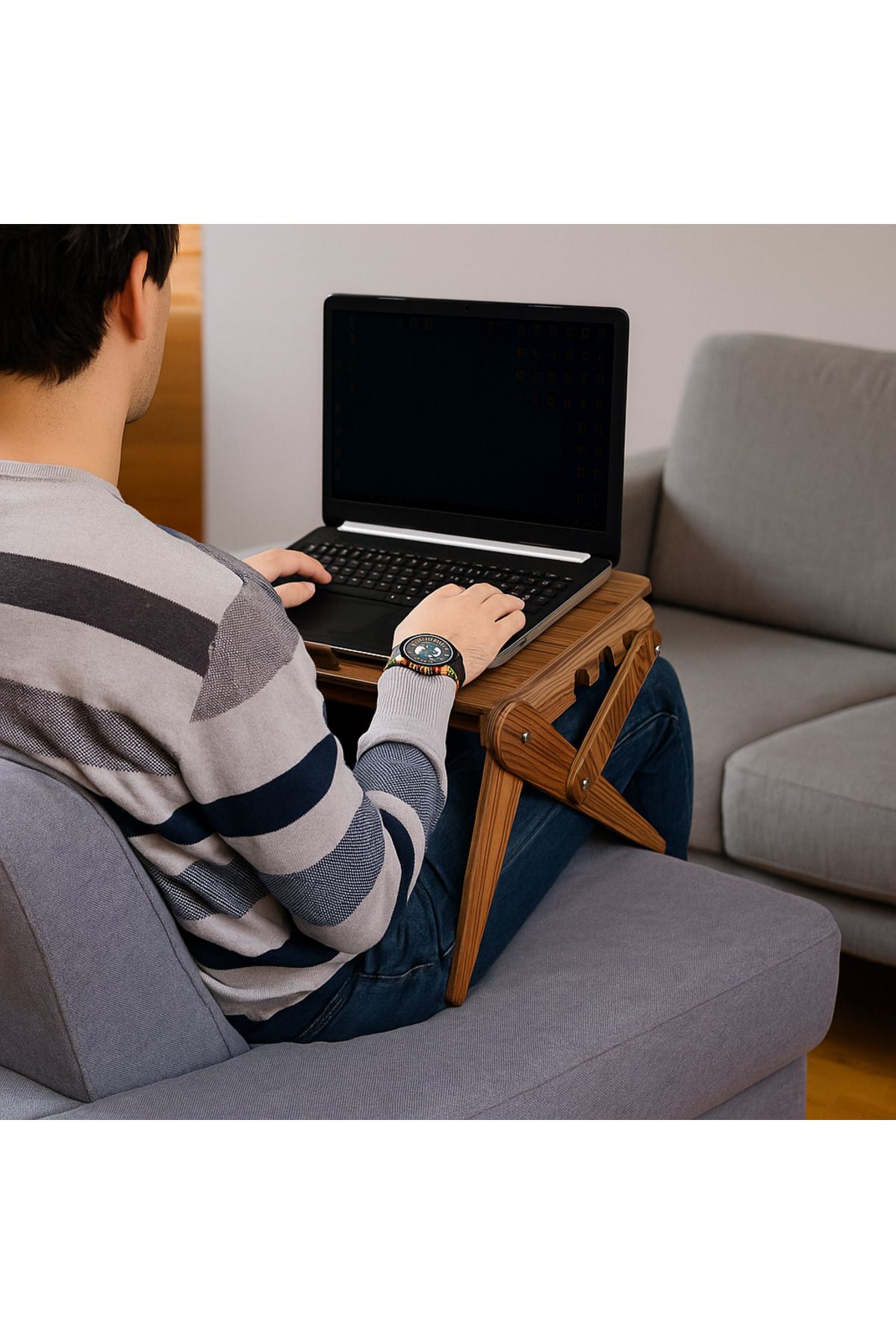 PorBig Ahşap Laptop Standı | Katlanabilir ve Taşınabilir Ergonomik Tasarım