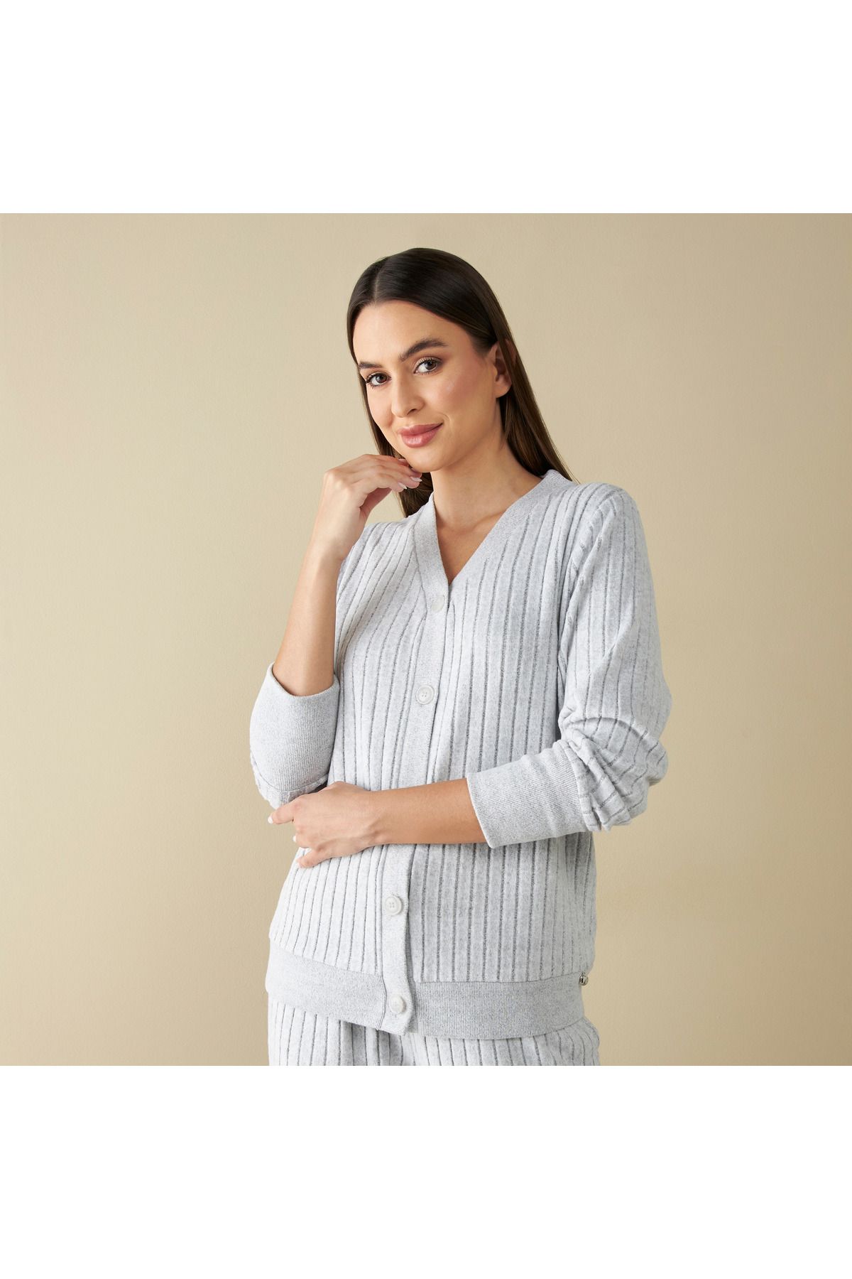 FAV-Textured Button Through Top and Pyjama Set 2