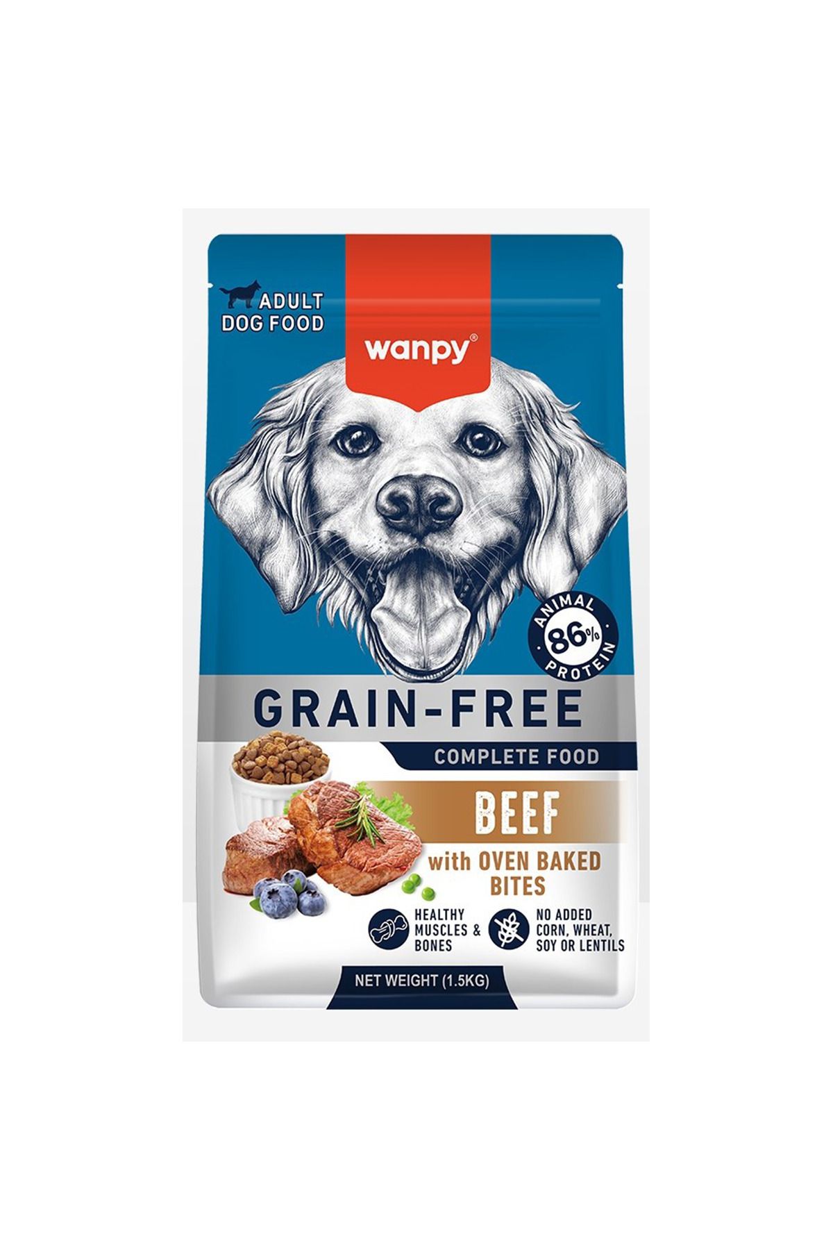 Wanpy Tahılsız Süper Premium %89 Hayvansal Protein İçerikli Biftekli 1.5 Kg Yetişkin KöpekMaması