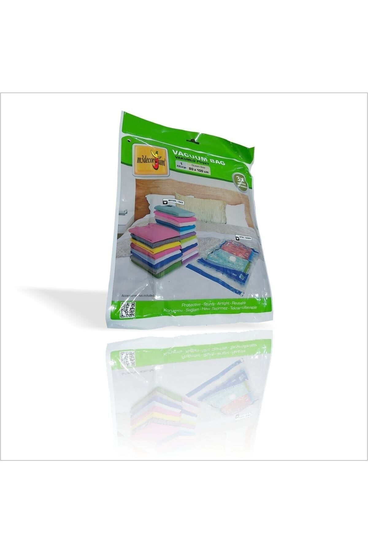 teknotrust 80x100cm Vakumlu Plastik Poşet, Şeffaf, %70 Küçülen Elektrik Süpürgesi Torbası