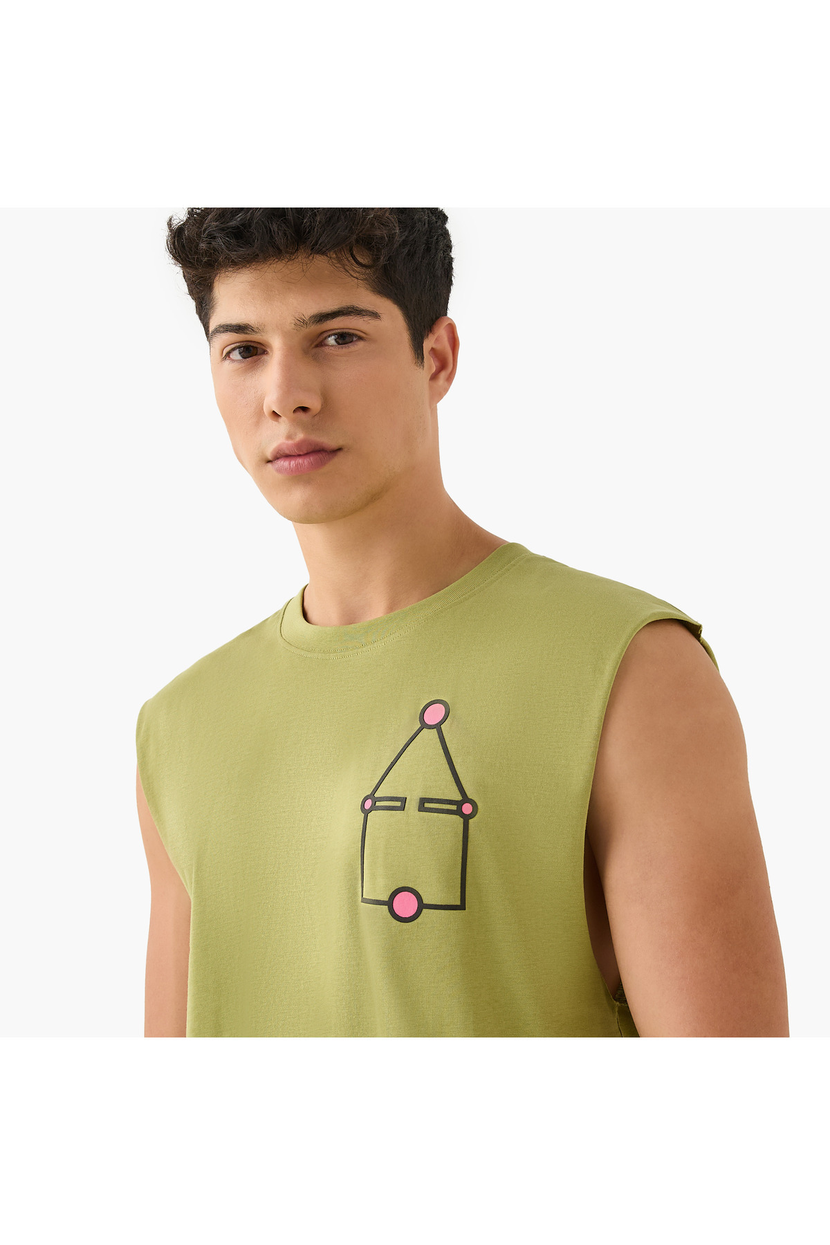 SP Characters-Squid Game Print Sleeveless Vest with Crew Neck 4