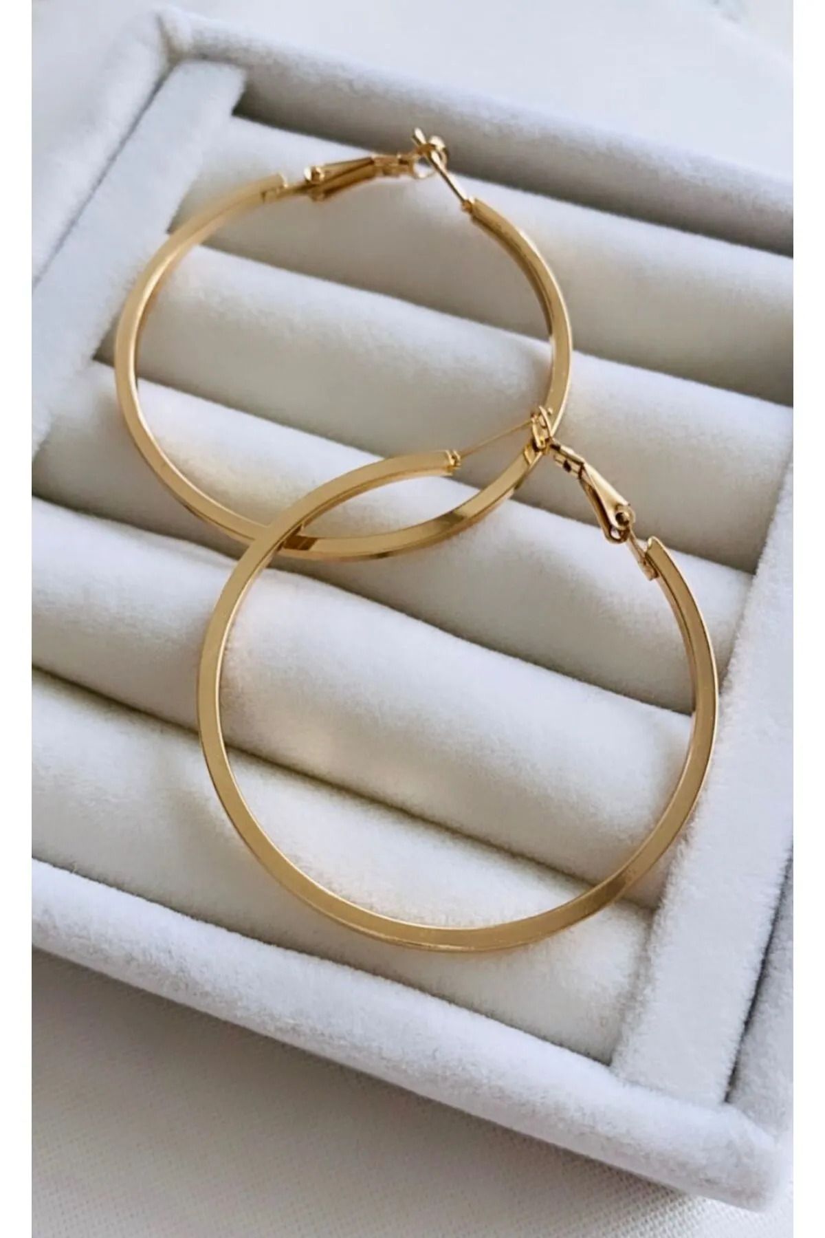 İnDerin Çelik Halka Küpe Orta Boy Gold