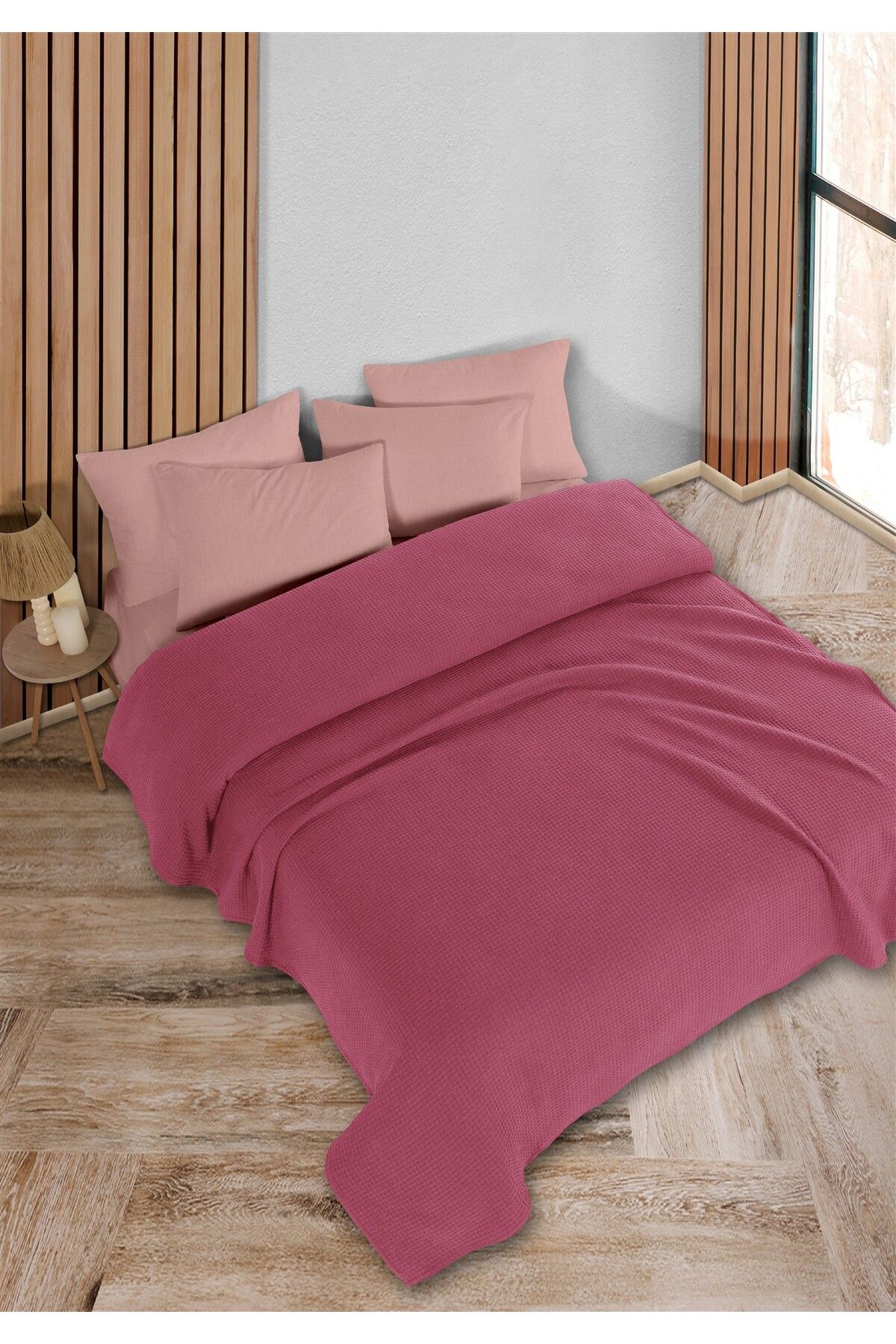 HomeBerry Adaline Koyu Pembe Çift Kişilik Pike Takımı 200 x 230 cm