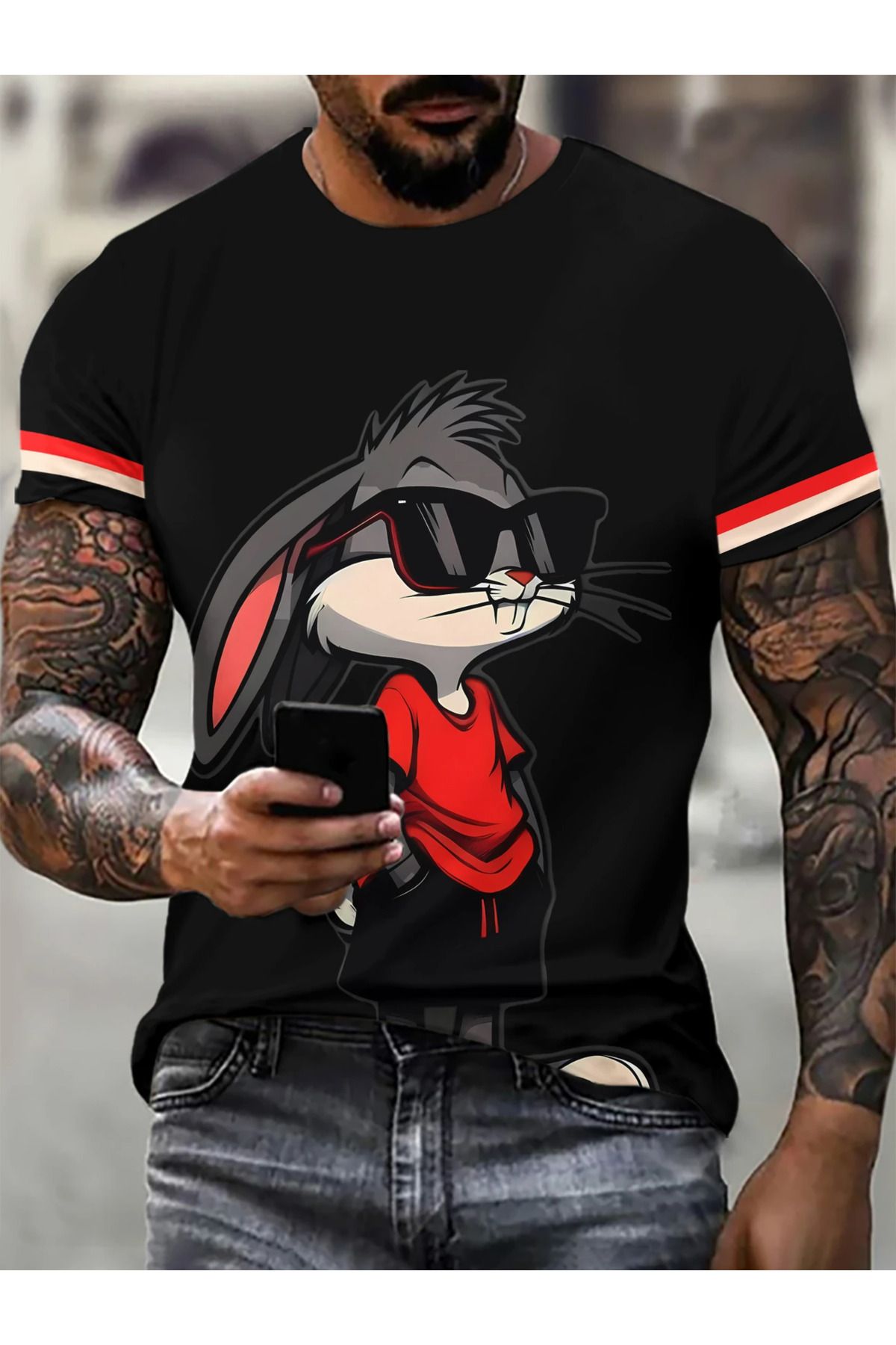 New Shine Unisex Oversize Bugs Bunny Sırt Baskılı T-shirt