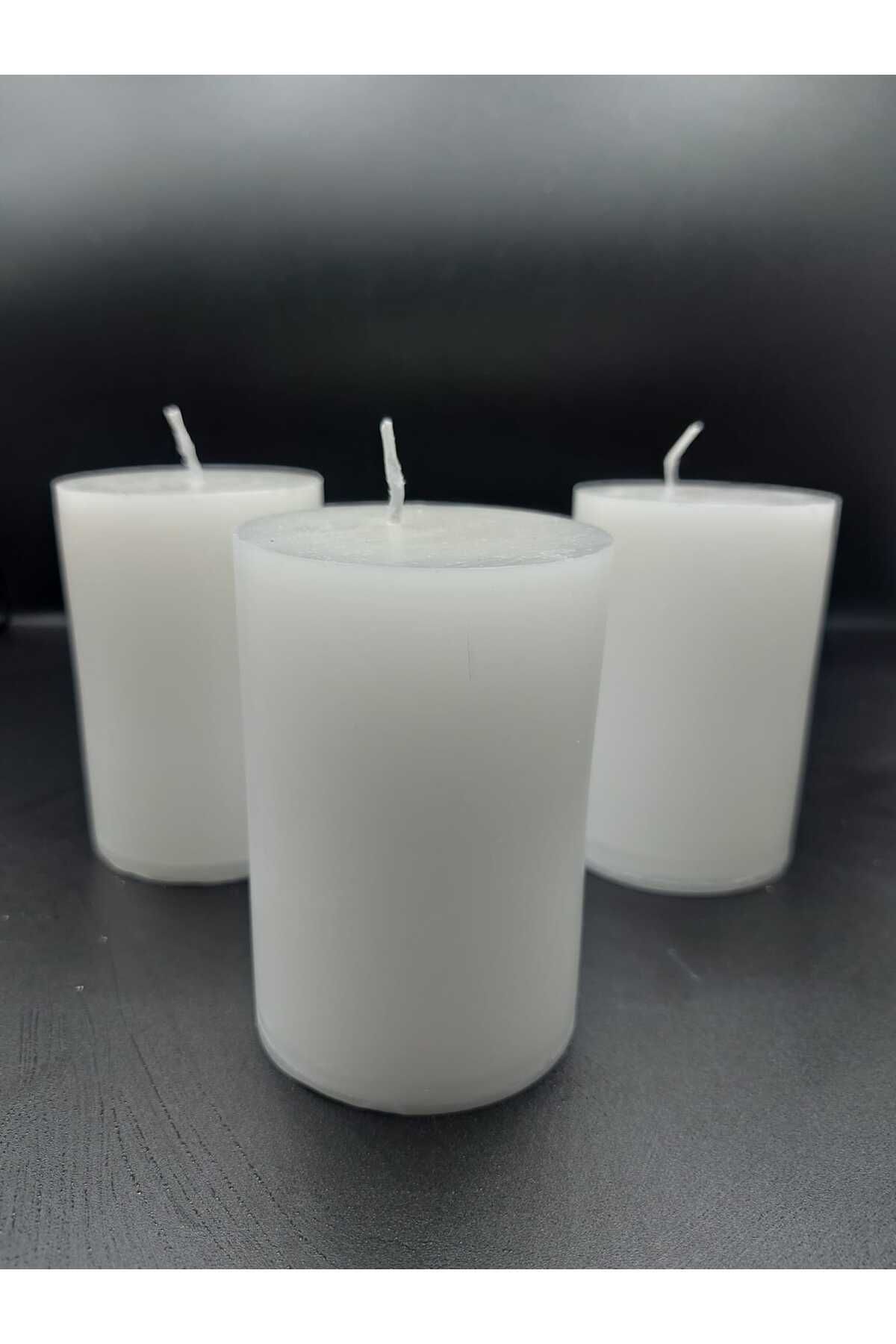 Elioure Beyaz Parafinli Silindir Mum, 25 cm boy, 7 cm çap, uzun yanma süresi