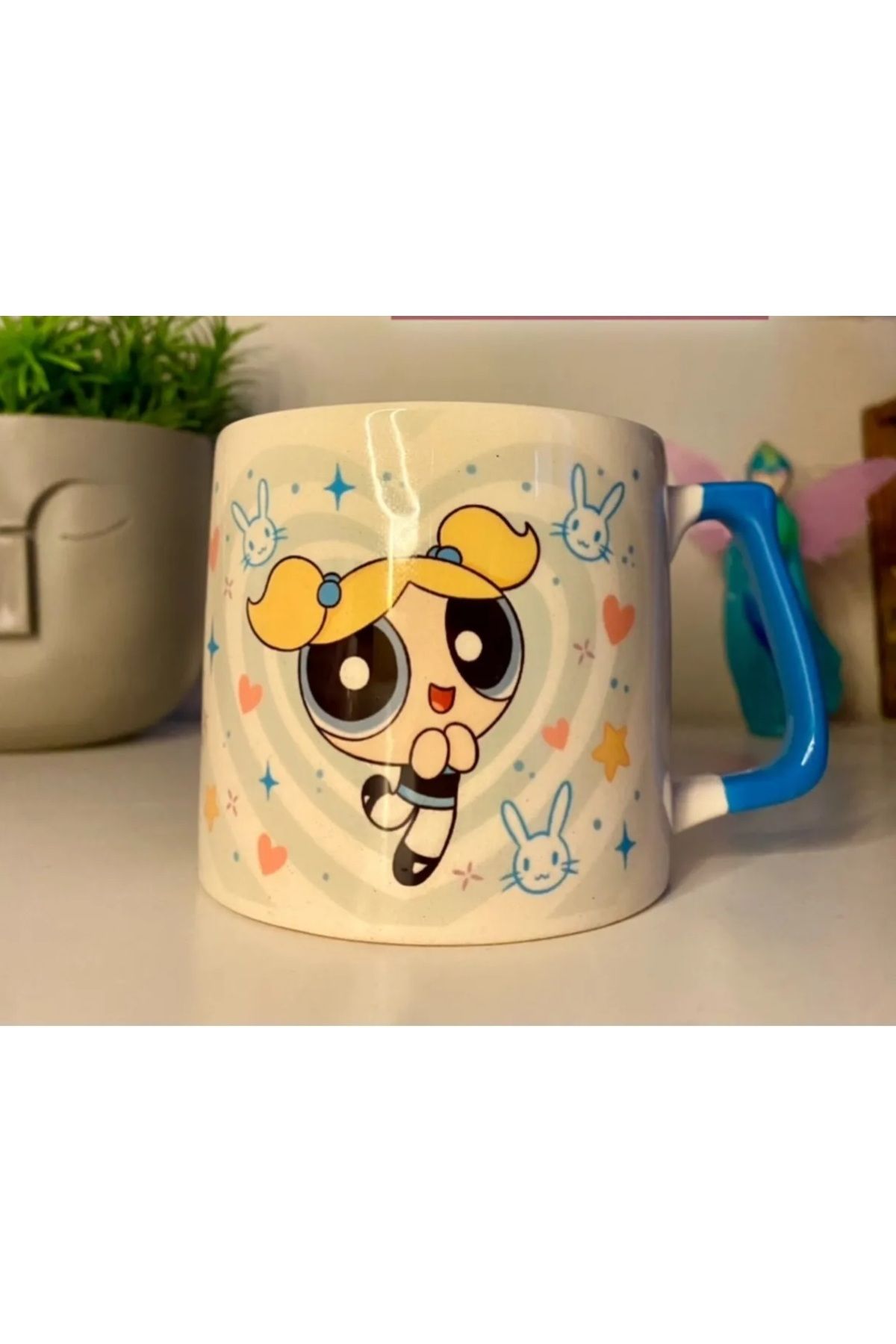 RHG Art PowerPuff Girls - Blossom - Buttercup - Bubbles Kalp Detaylı Kupa Bardak Kahve Fincanı