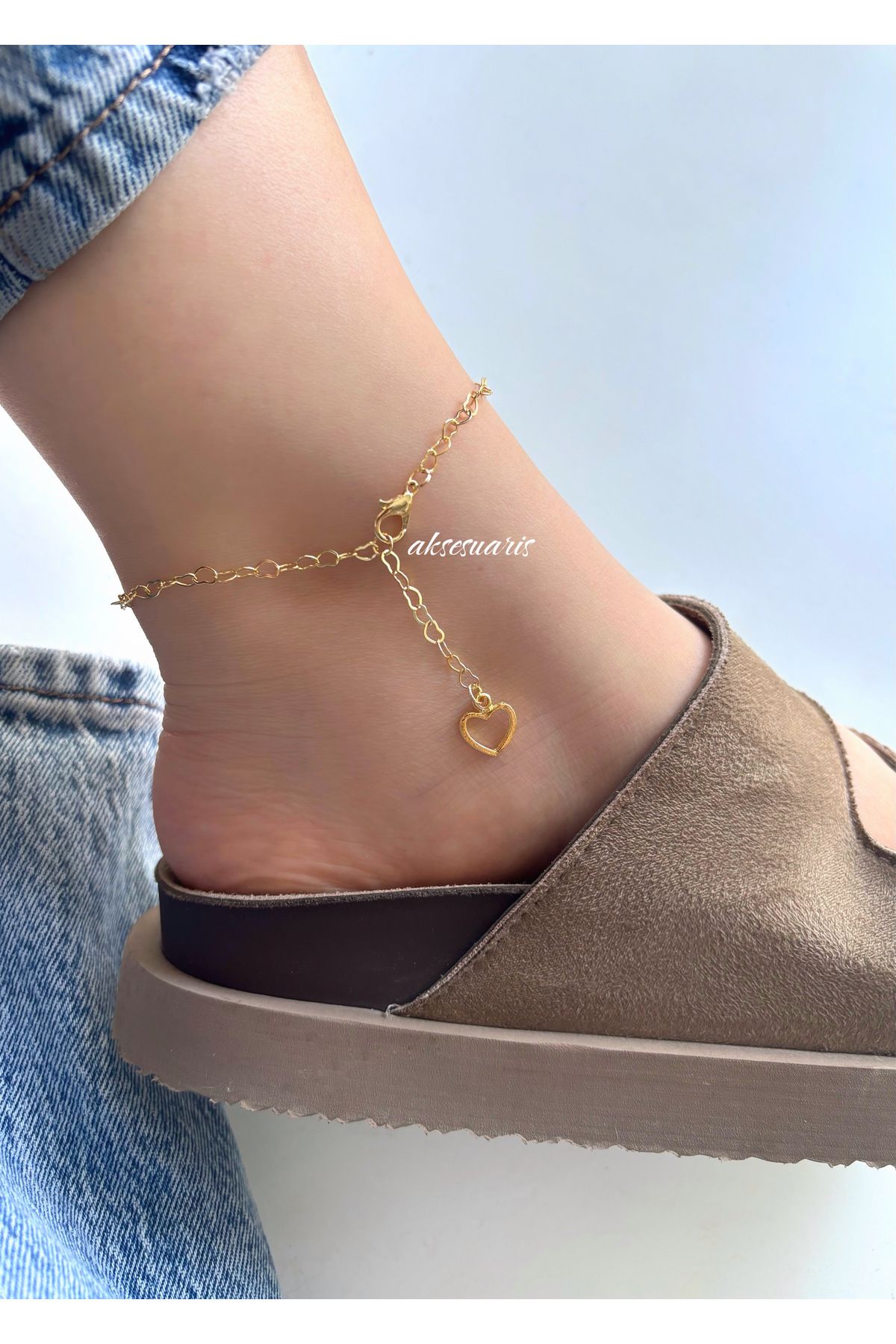 aksesuaris Kalp Zincir Gold Halhal