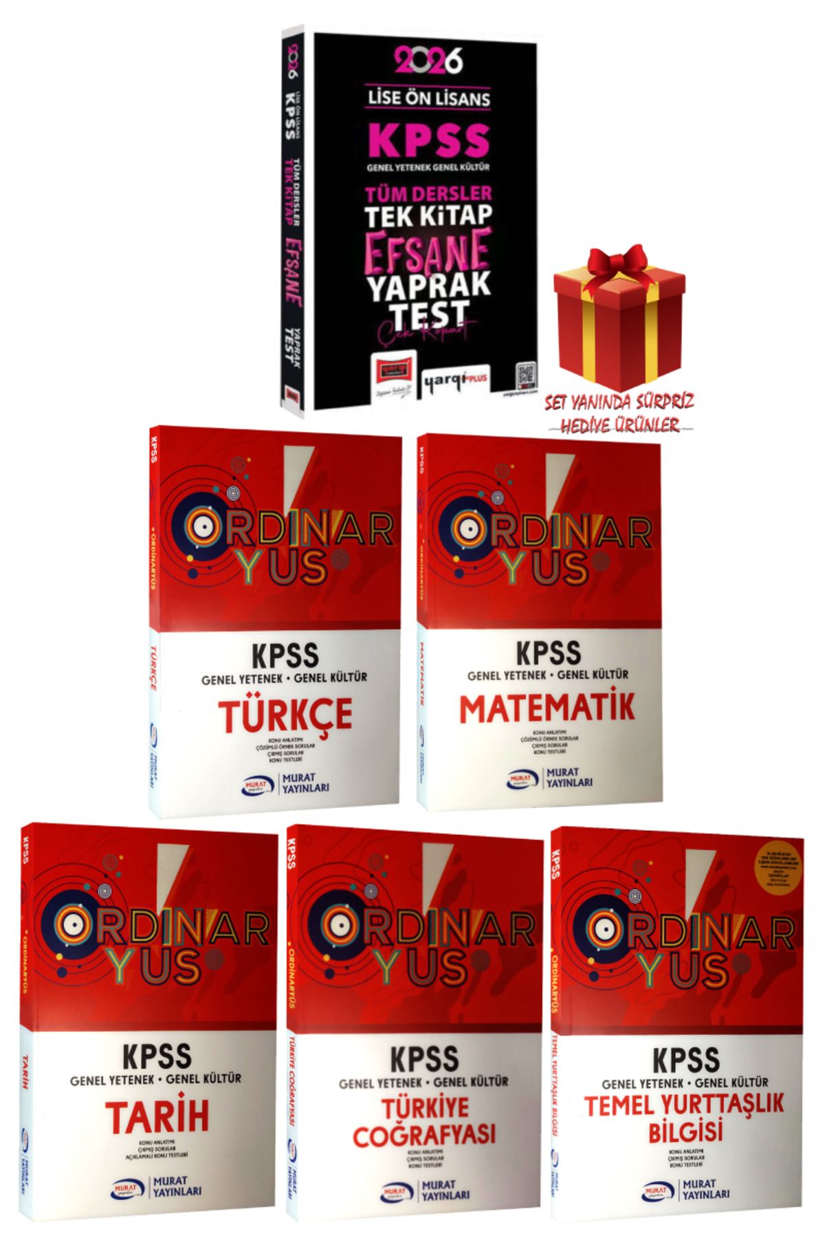 Yargı Yayınları 2026 KPSS Lise-Ön Lisans GY-GK Tek Kitap Efsane Yaprak Test+ORDÜNARYÜS Konu Anlatımı+Hediye